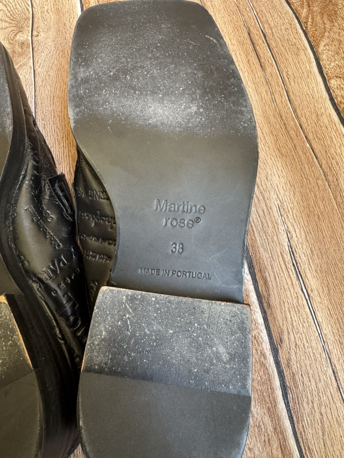 Martine Rose text embossed square toe mules Size US 8.5 / IT 38.5 - 12 Thumbnail