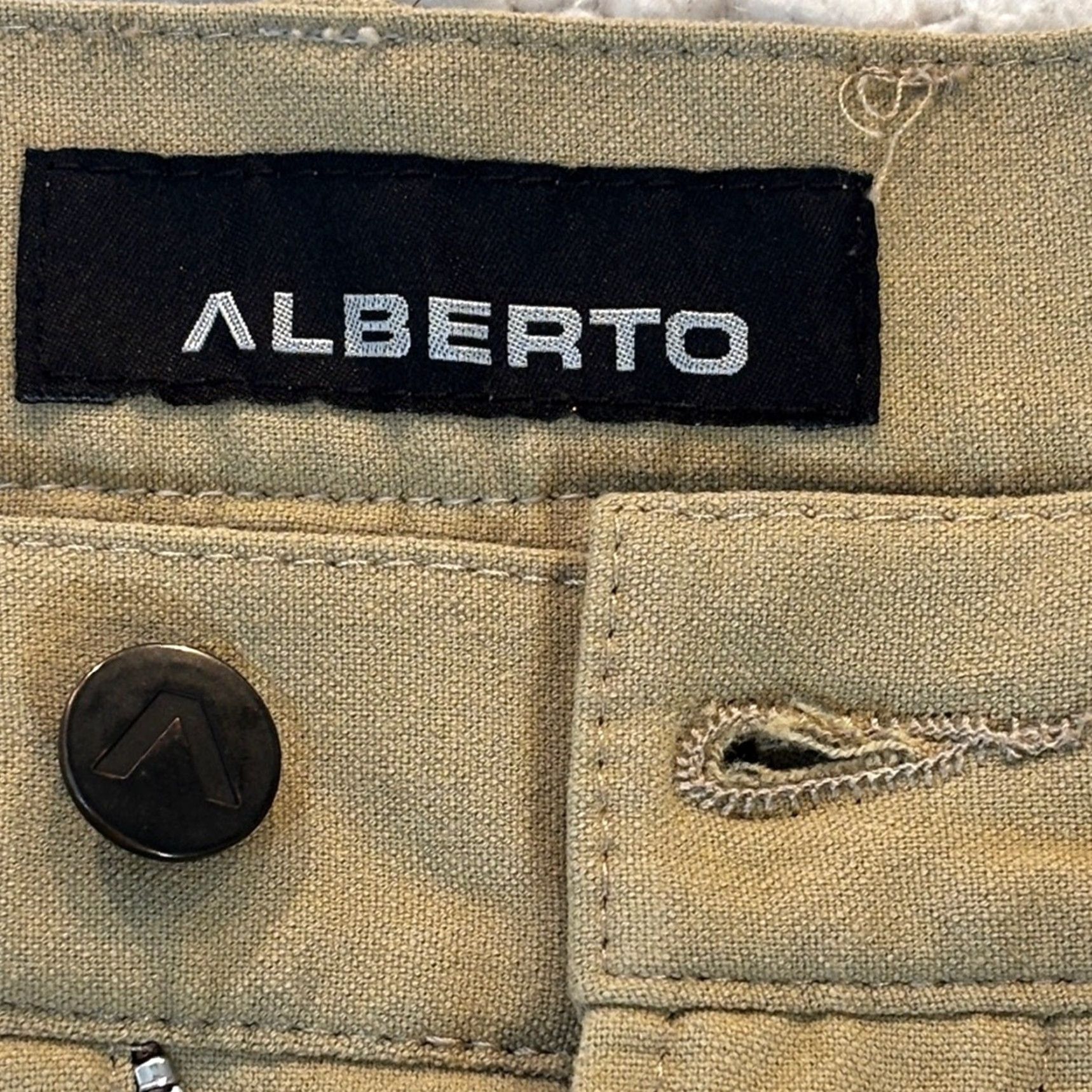 Vintage Alberto Dress Pants Men 35 Khaki Olive 29 Inseam 54 (35x29) Temperature Regulating Germany White Size US 35 - 2 Thumbnail