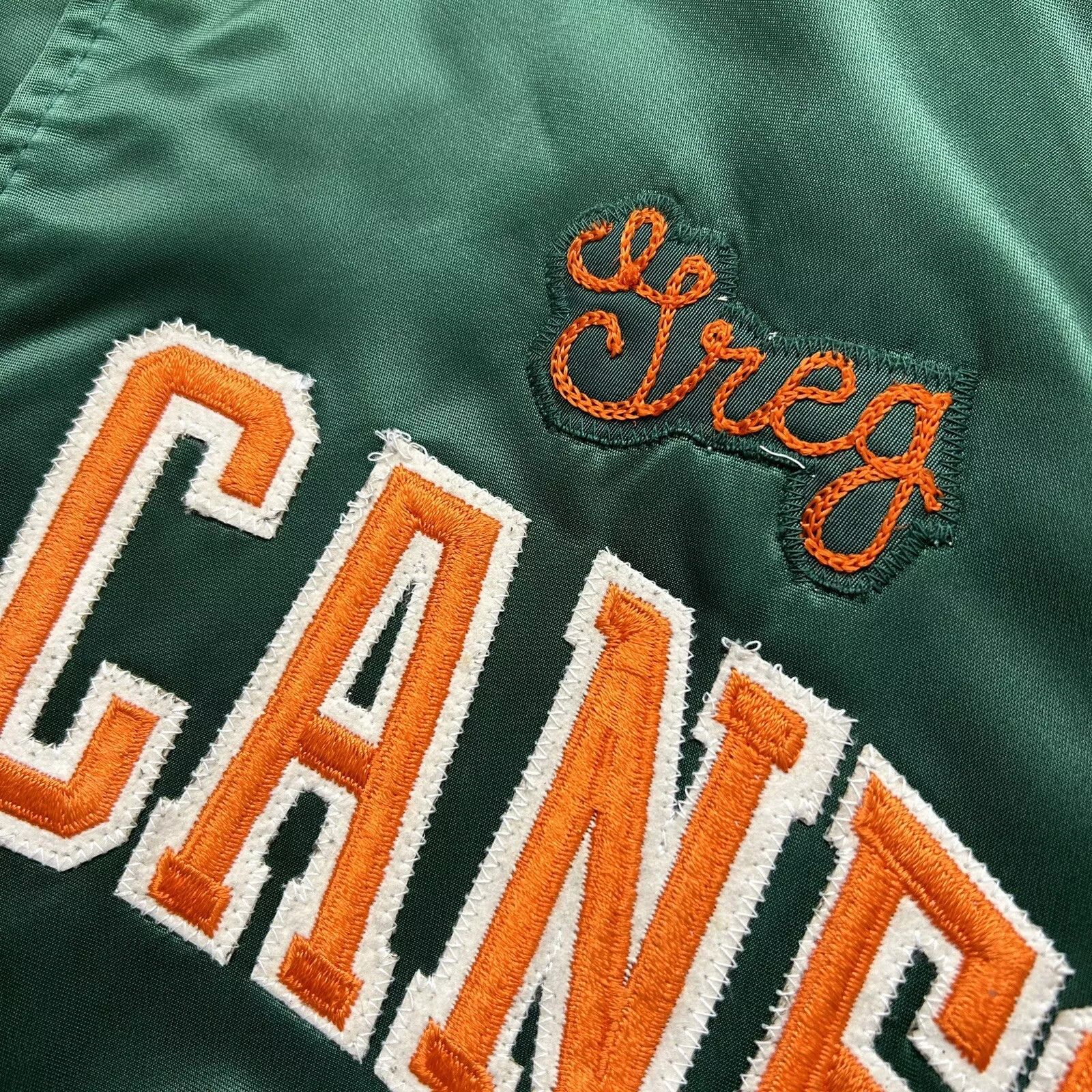 NCAA × Starter × Vintage MIAMI HURRICANES STARTER SATIN JACKET SPELLOUT SIZE S Size US S / EU 44-46 / 1 - 10 Thumbnail