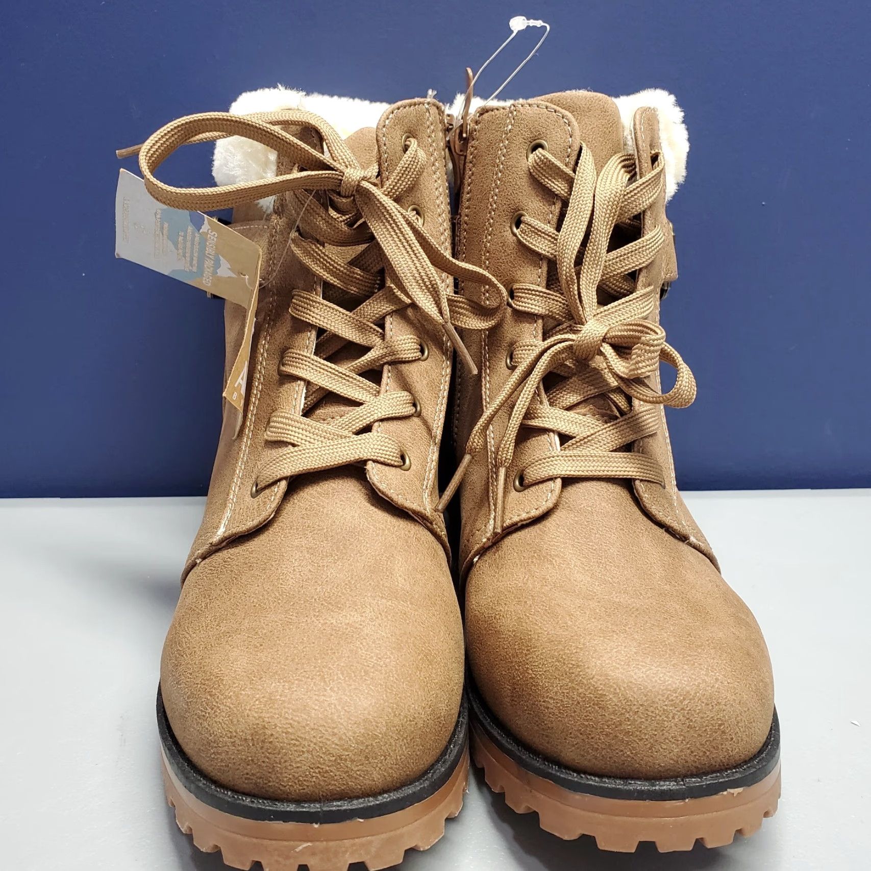 Vintage LAMO Winter Boots Womens Size 9 Brown Faux Fur Side Zipper Lace Up AW1765 Size US 9 / IT 39 - 2 Thumbnail