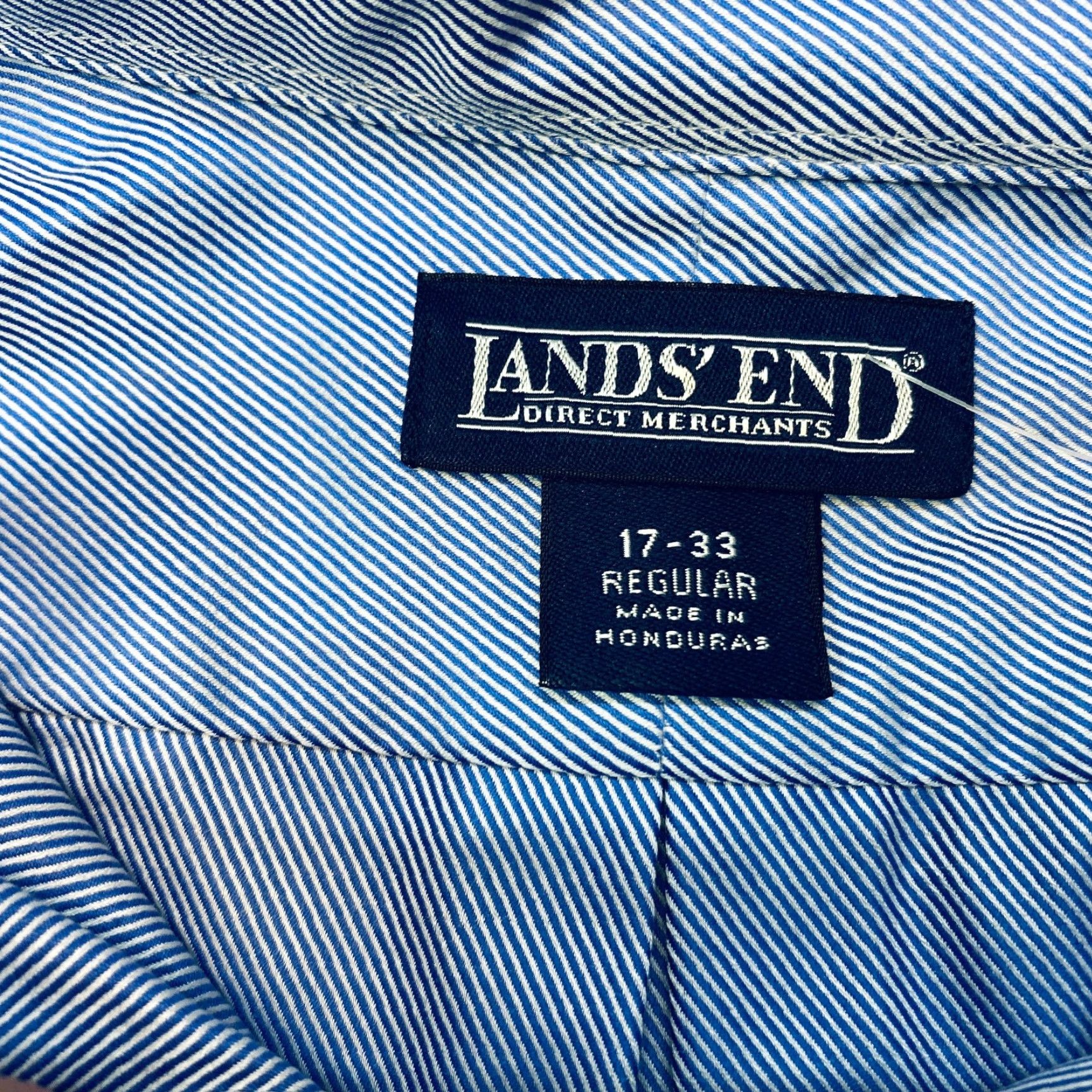 Lands' End Lands End Oxford Shirt Mens 17-33 Blue Long Sleeve Regular Fit Button Up Size US XL / EU 56 / 4 - 6 Thumbnail