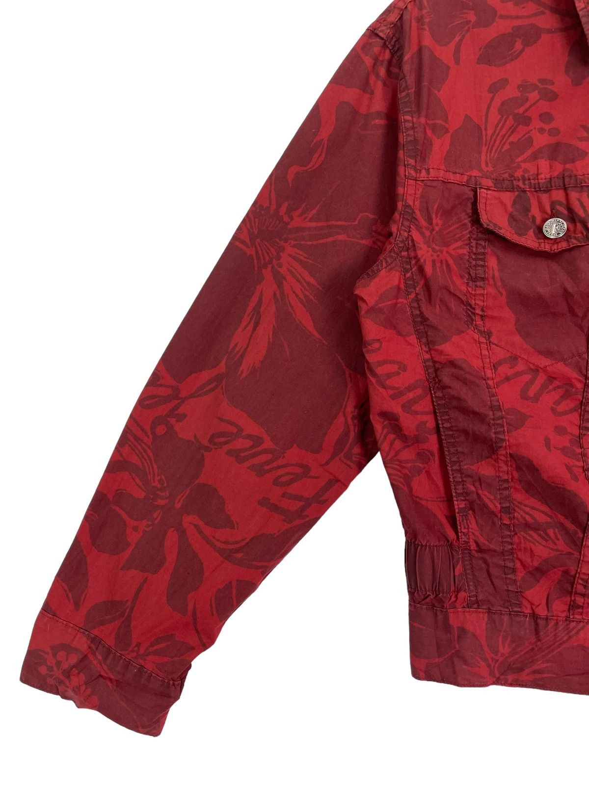 Gianfranco Ferre × Vintage 90s Gianfranco Ferre hibiscus all overprinted trucker jacket Size XXS / US 00 / IT 34 - 3 Thumbnail