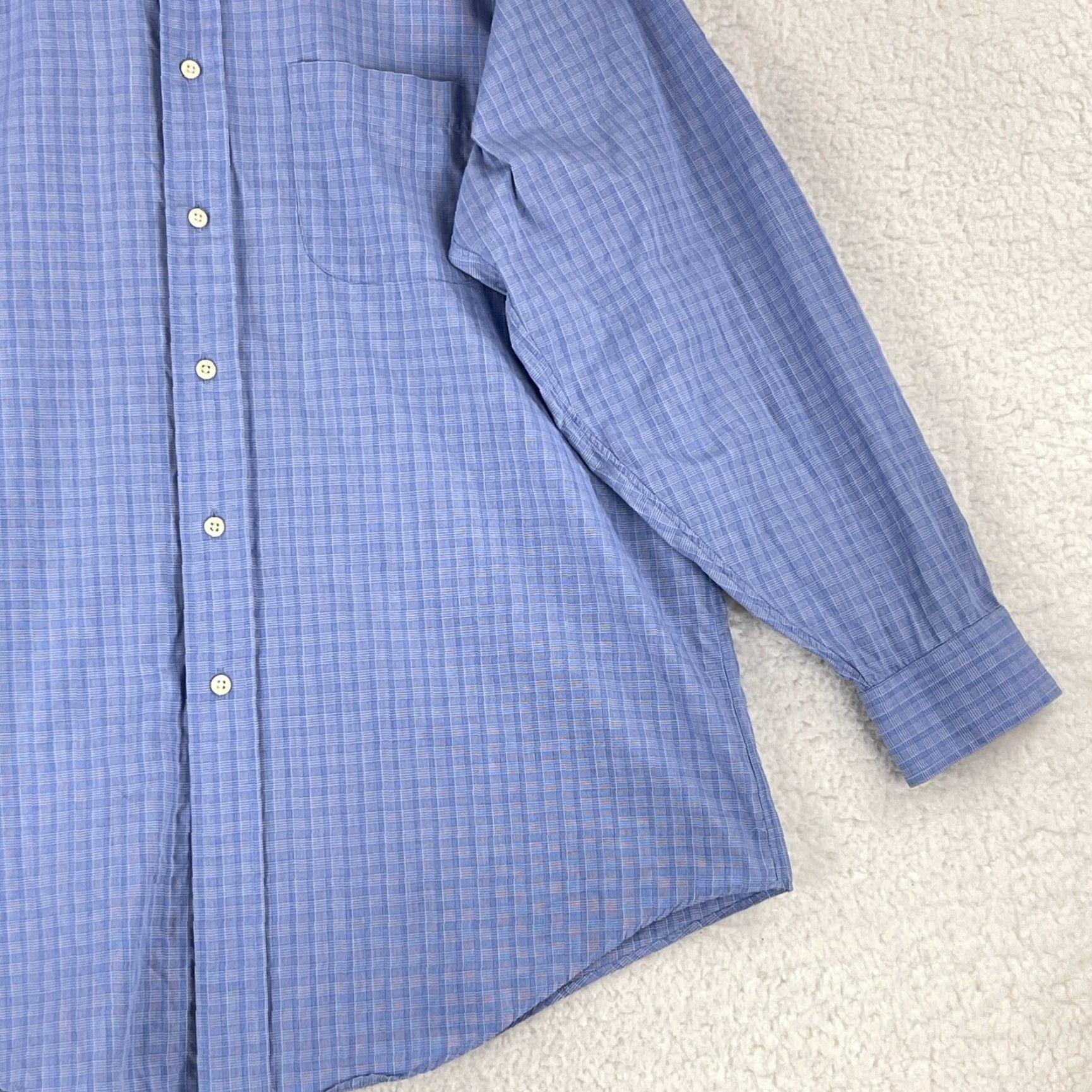 Brooks Brothers Brooks Brothers Button-Down Dress Shirt Mens Large Blue All Cotton Long Sleeve Size 42R - 5 Thumbnail