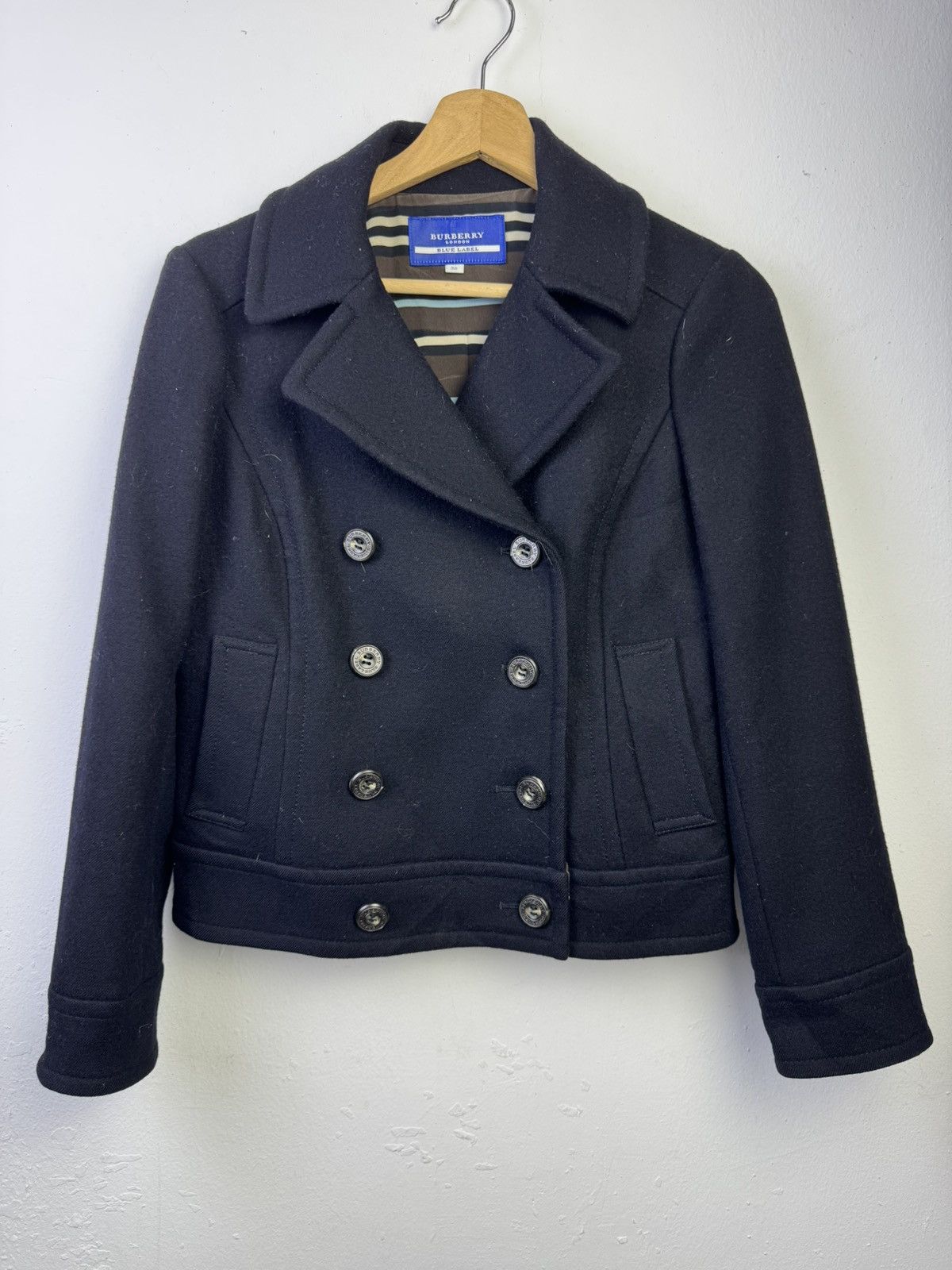 Burberry Burberry Blue Label navy double-breasted peacoat. Size L / US 10 / IT 46 - 1 Thumbnail