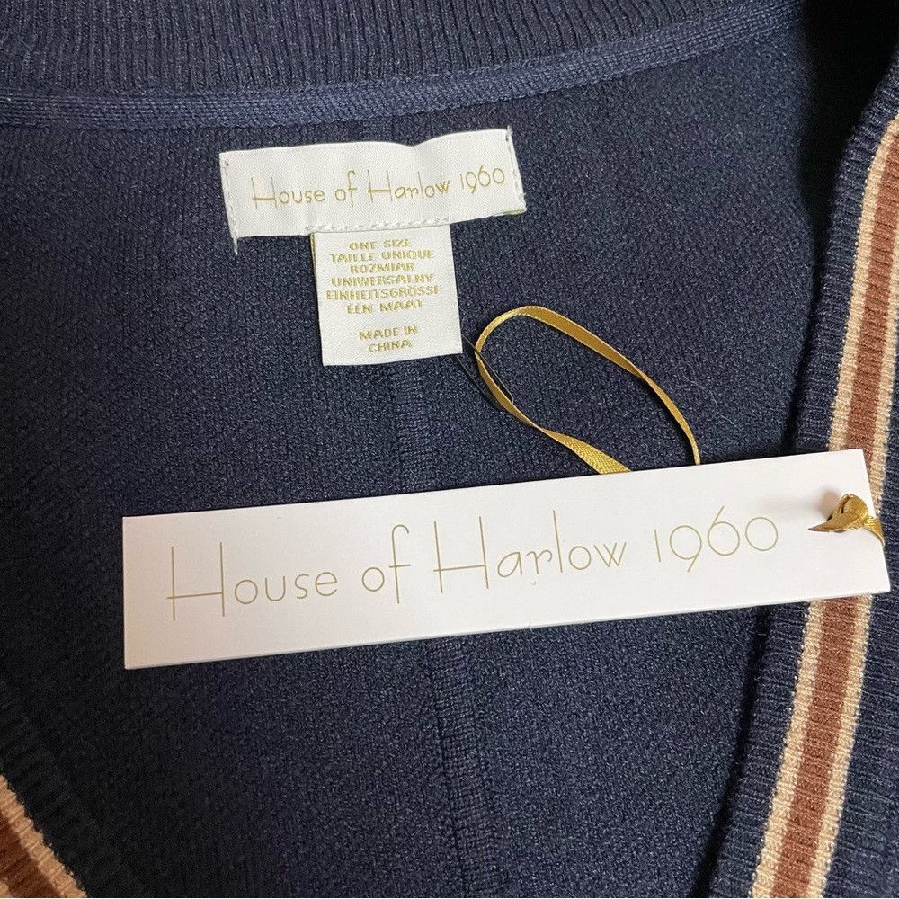 House of Harlow NWT New House of Harlow 1960 Poncho V-Neck Navy Sweater One Size ONE SIZE - 7 Thumbnail