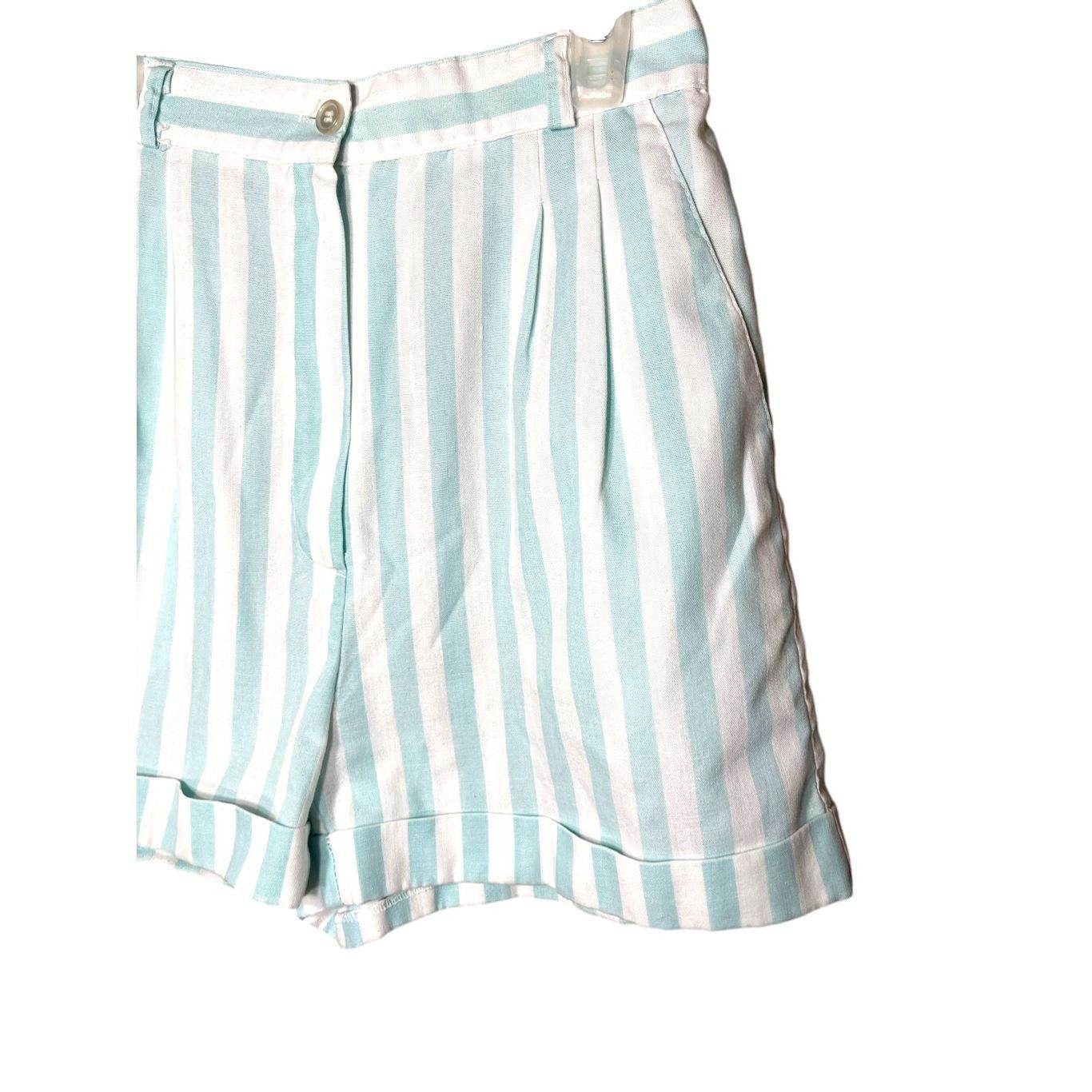 Other Vintage Blue and White Striped High Waisted Shorts 25 inch W Size 25" / US 0 / IT 36 - 2 Thumbnail