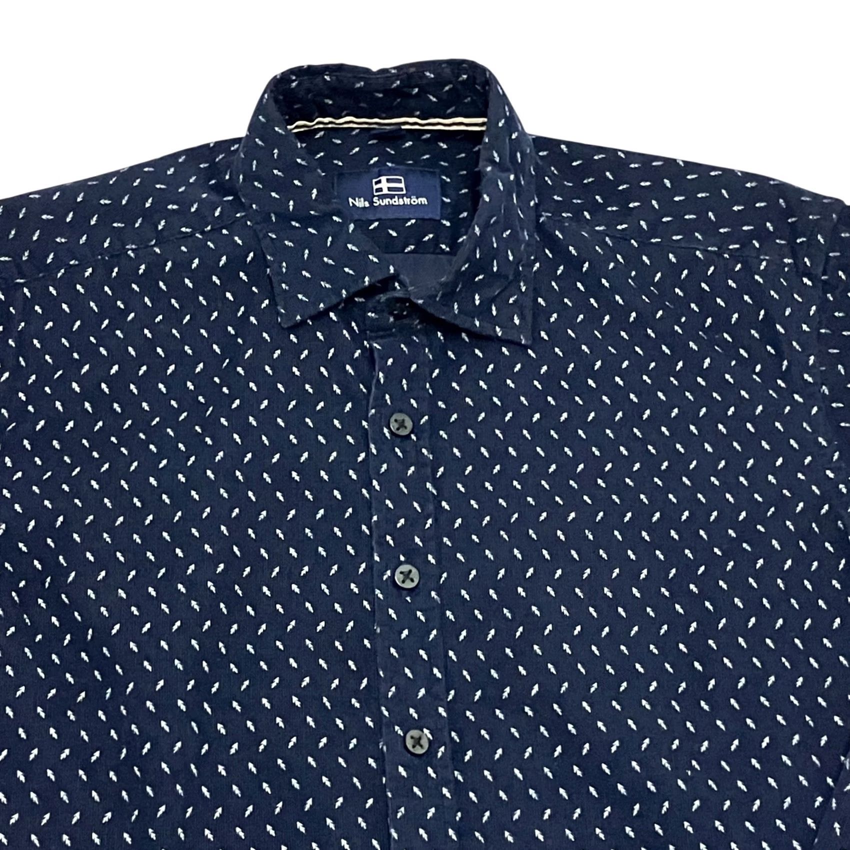 Vintage VINTAGE Nils Mens Corduroy Shirt Medium Navy Patterned Button Up Long Sleeve Casual Size US M / EU 48-50 / 2 - 2 Thumbnail