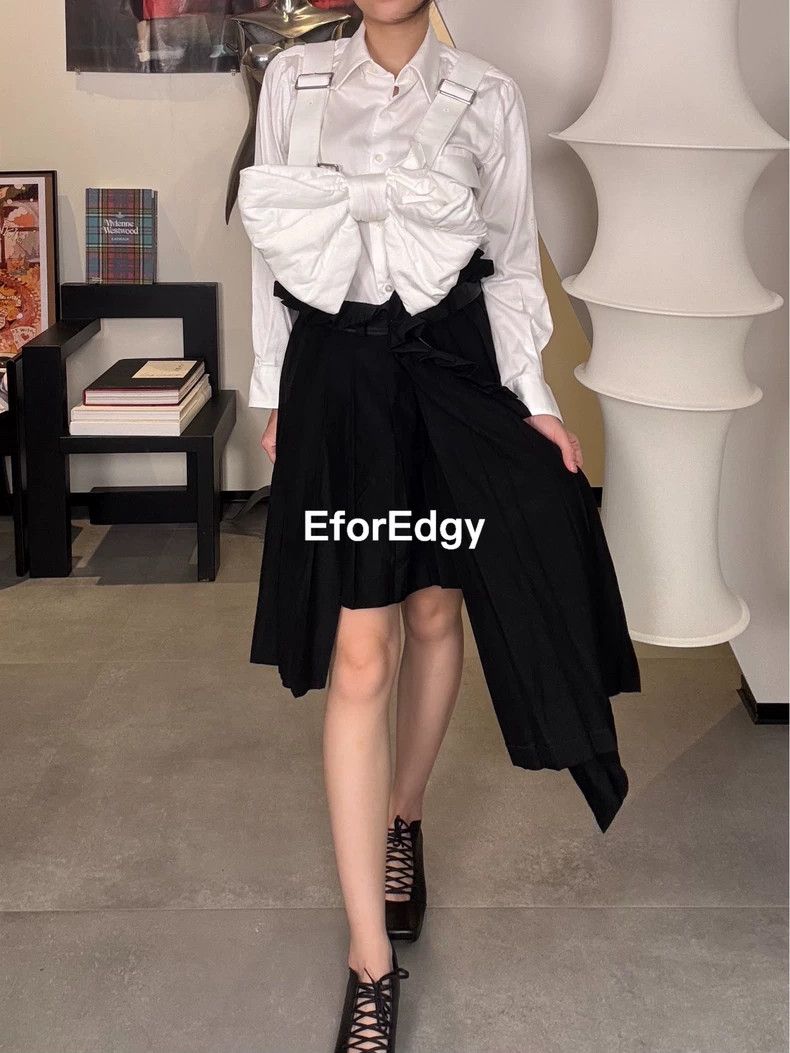 Comme Des Garcons Long Shirt with White Bow Tie
