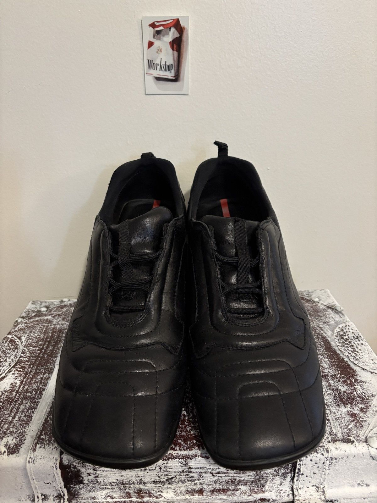 Prada Prada s/s2000 Square Toe Leather Luxury Trainers (damaged) Size US 12 / EU 45 - 12 Thumbnail