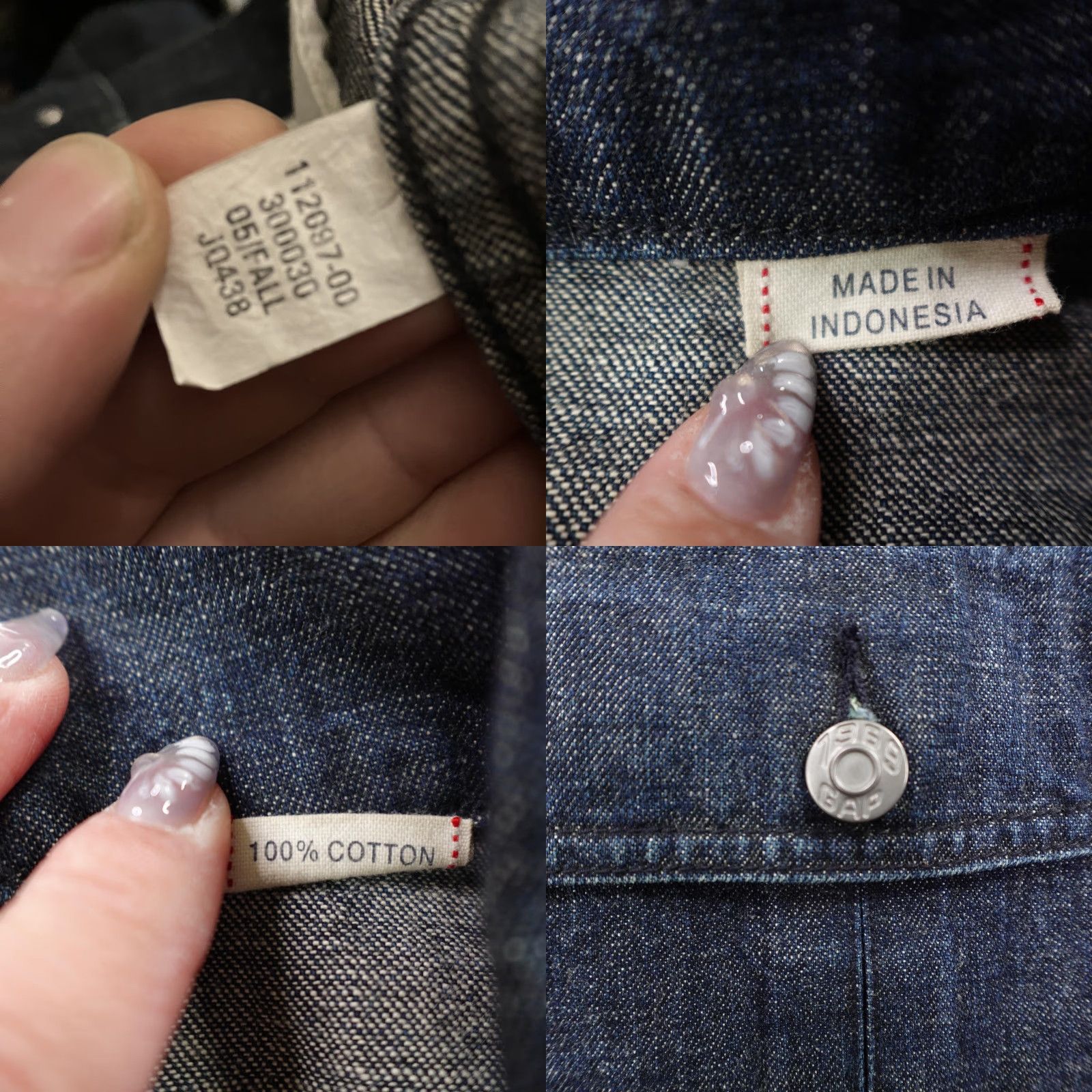 Gap VINTAGE Gap Jacket Mens Large Blue Denim Jean Bomber 1969 Button Up Trucker Coat Size US 33 - 9 Thumbnail