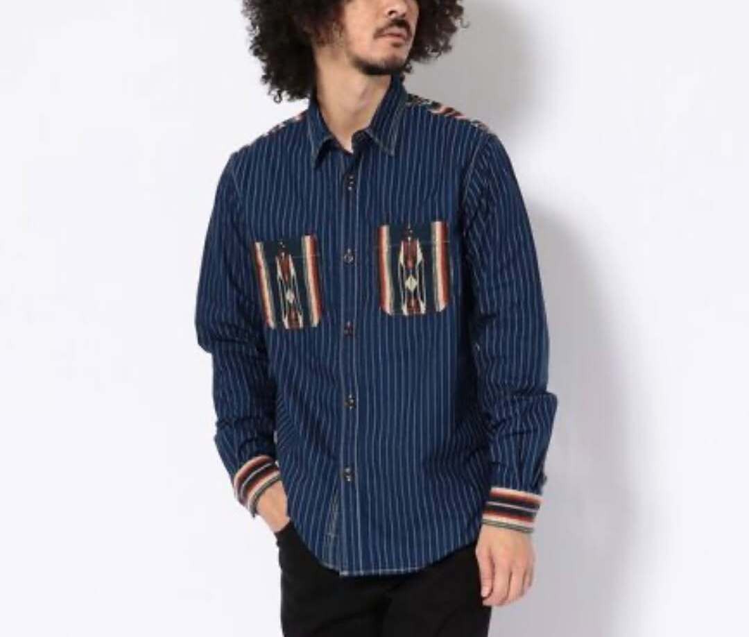 Japanese Brand × Schott Schott Bross Perfecto Workhsirt Indigo Wabash x Navajo Size US L / EU 52-54 / 3 - 6 Thumbnail
