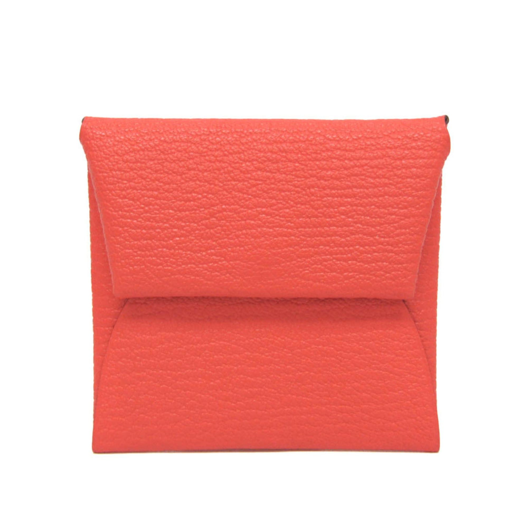 Hermes Hermes Bastia Verso Men,Women Chevre Leather Coin Purse/coin Case Beige,Pink Size ONE SIZE - 1 Thumbnail