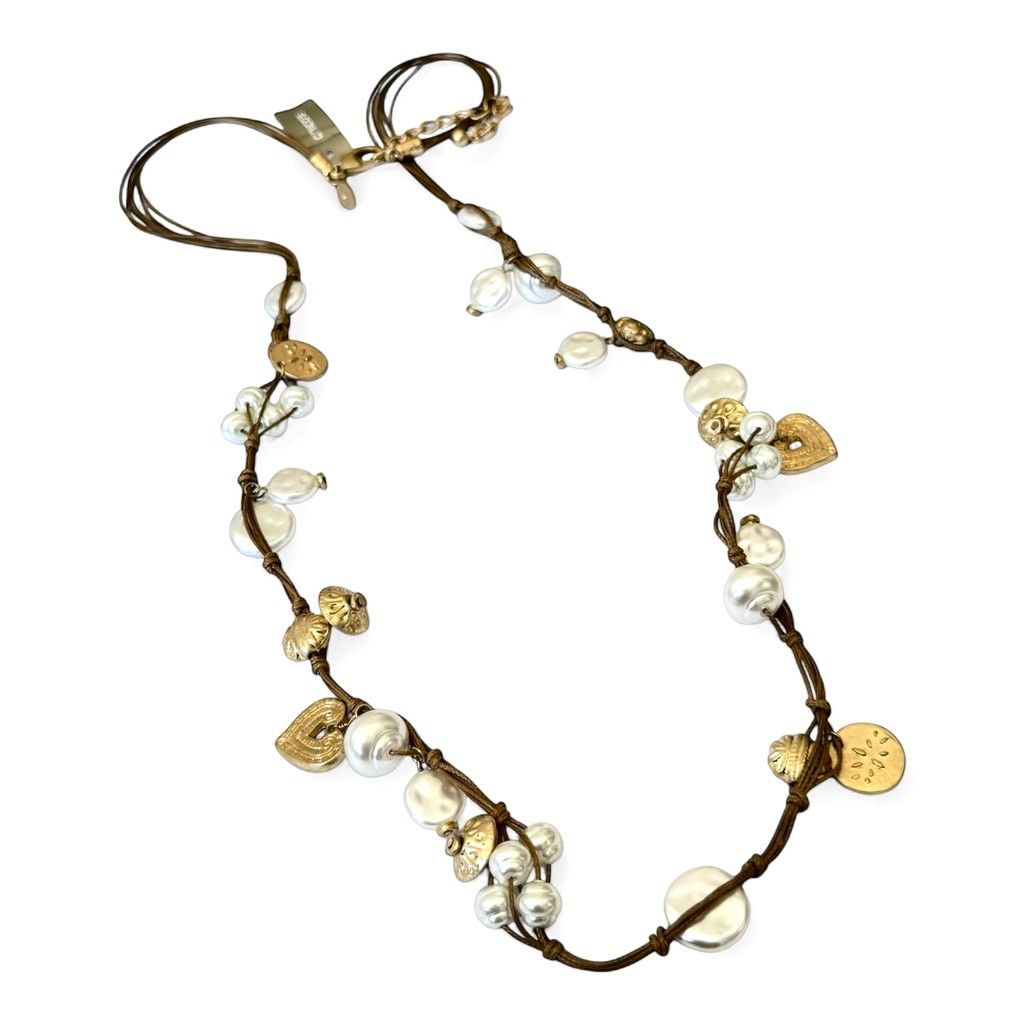 Chicos CHICO’S Pearl & Heart Charm Leather Cord Necklace | NWT Size ONE SIZE - 6 Thumbnail