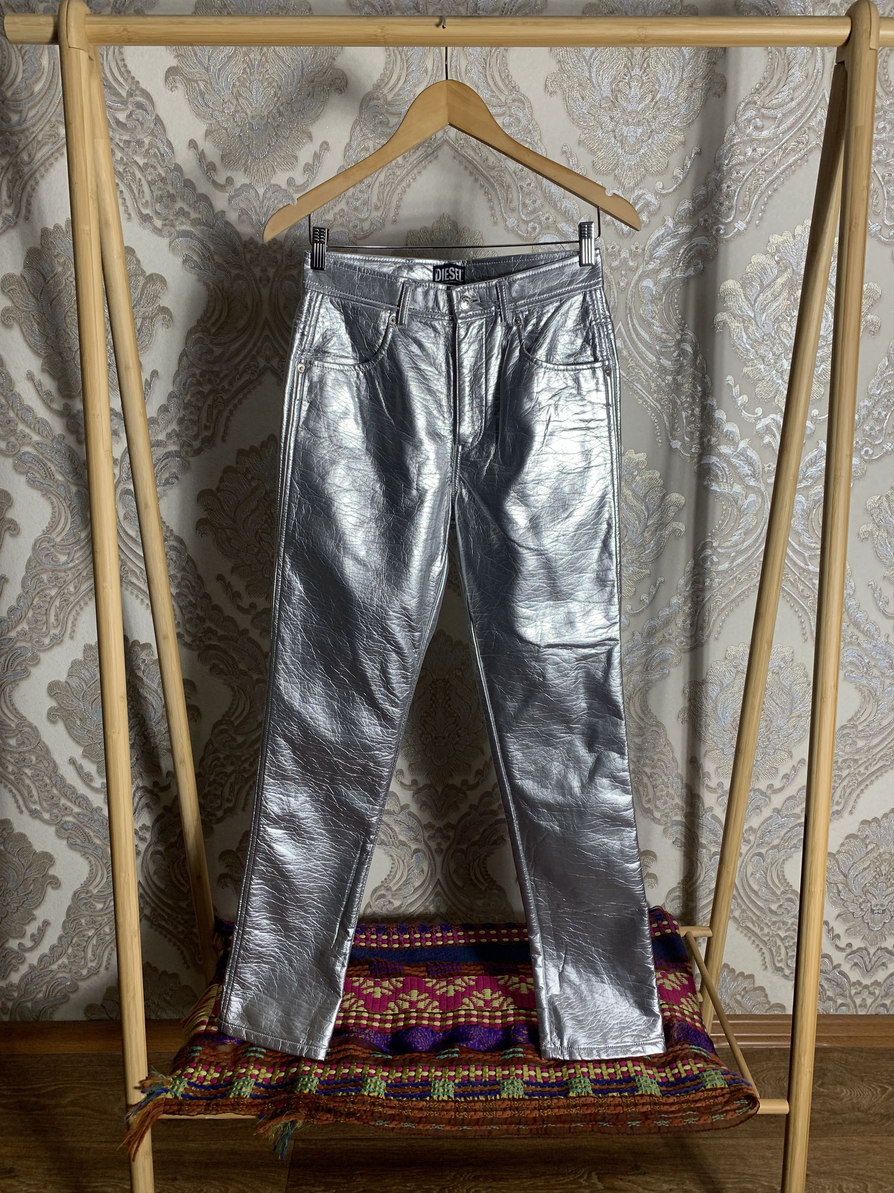 Diesel Black Gold VERY RARE DIESEL P-ARCY SILVER DESIGNER PANTS LUXURY Y2K Size 27" / US 4 / IT 40 - 1 Thumbnail