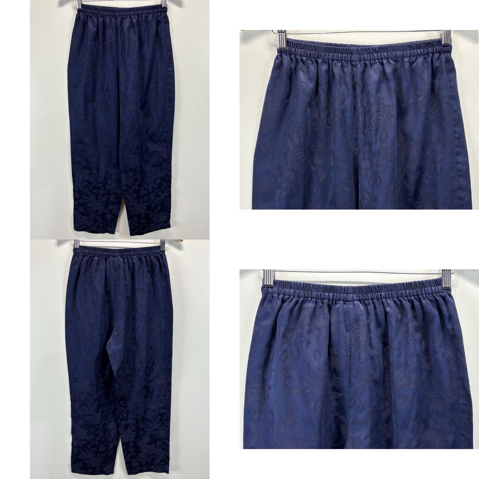 Vintage VINTAGE Cacique Pajama Set Shirt Pants Women’s Medium Navy Jacquard Floral Long Sleeve Size M / US 6-8 / IT 42-44 - 8 Thumbnail
