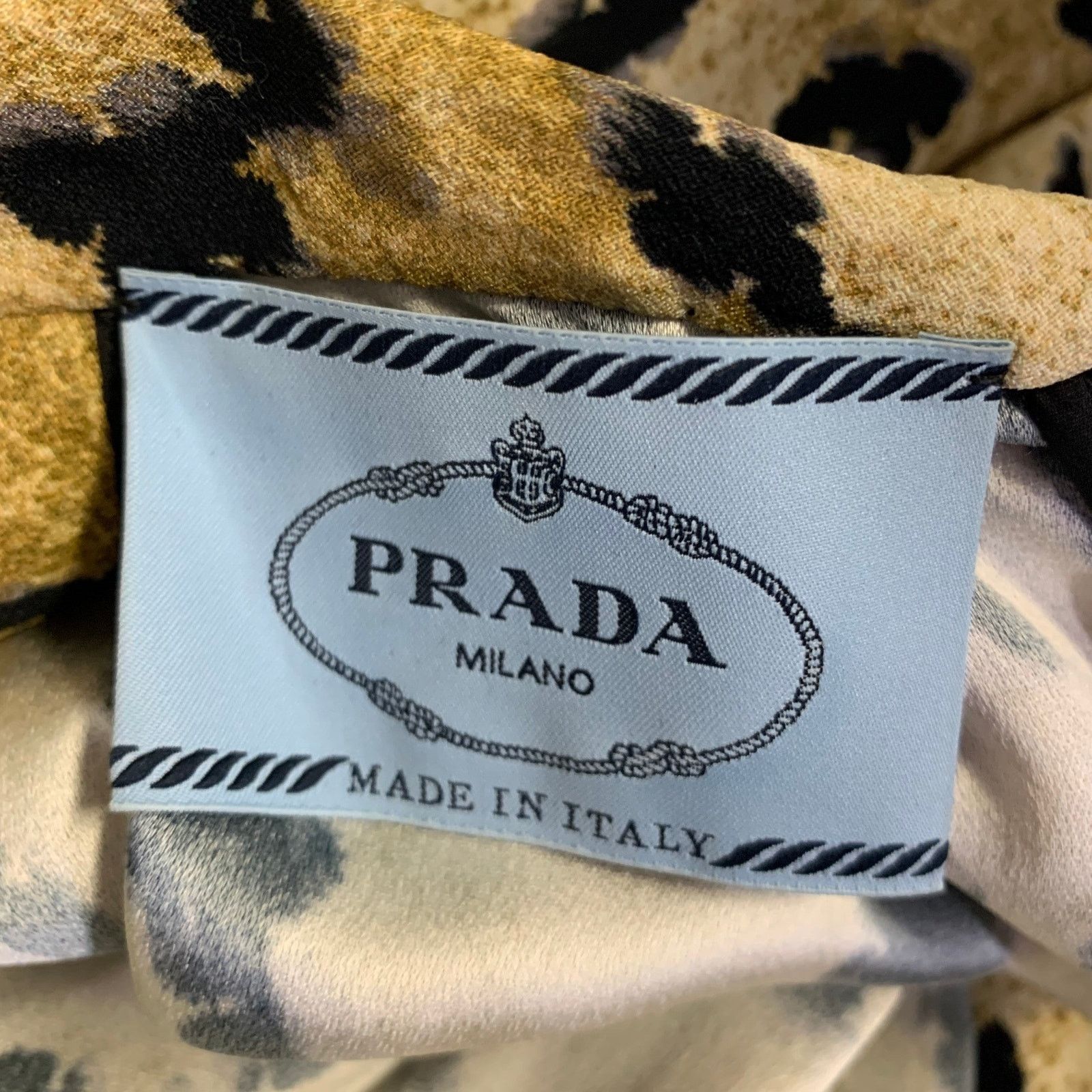 Prada PRADA Beige Black Viscose Abstract Drape-shoulder Long Dress Size M / US 6-8 / IT 42-44 - 5 Thumbnail