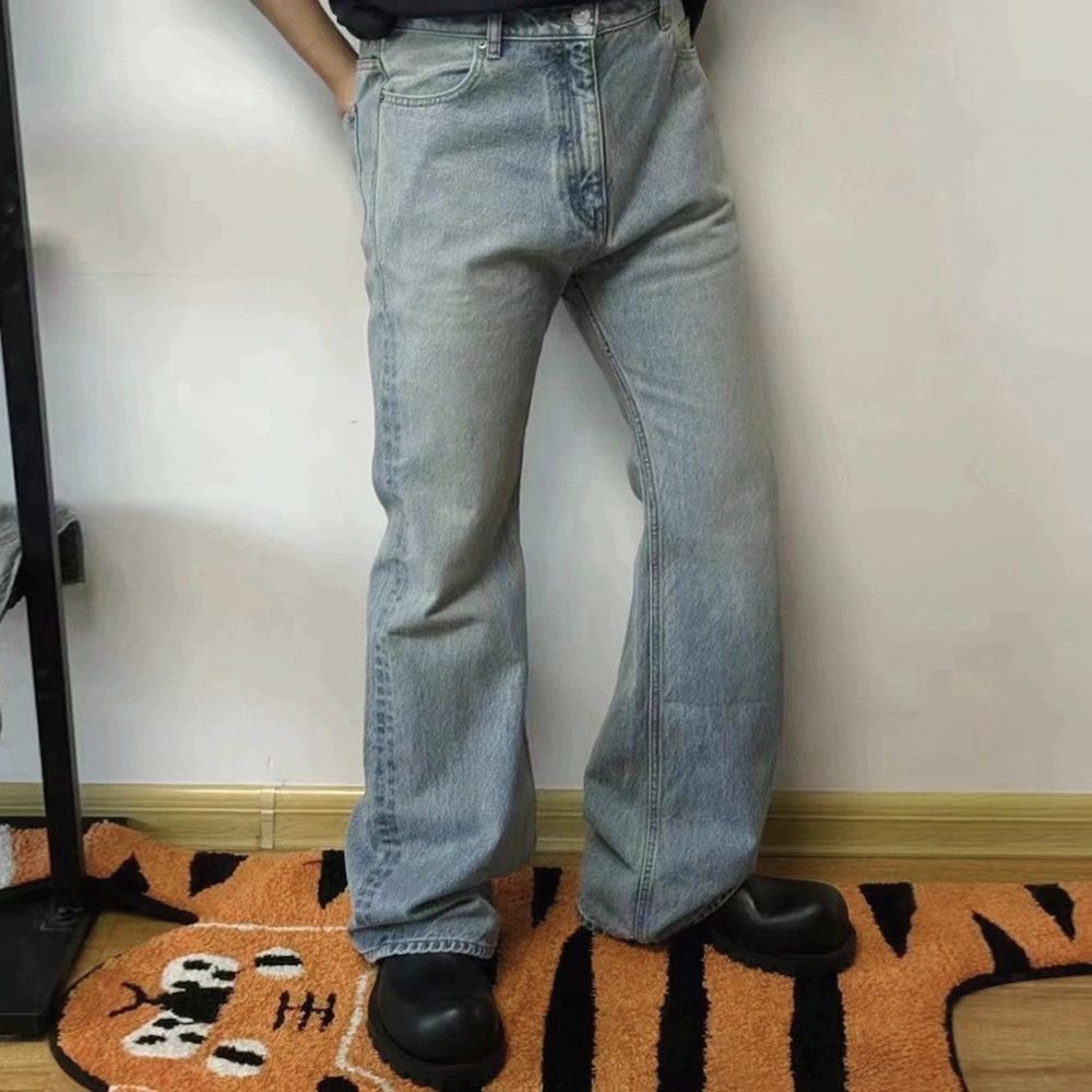 Japanese Brand × Jean Vintage Washed Blue Solid Boot Cut Size US 33 - 1 Thumbnail