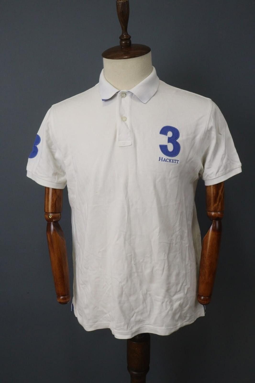 Designer Hackett London White Cotton Logo Popover Polo Shirt Size XL Size US XL / EU 56 / 4 - 1 Thumbnail