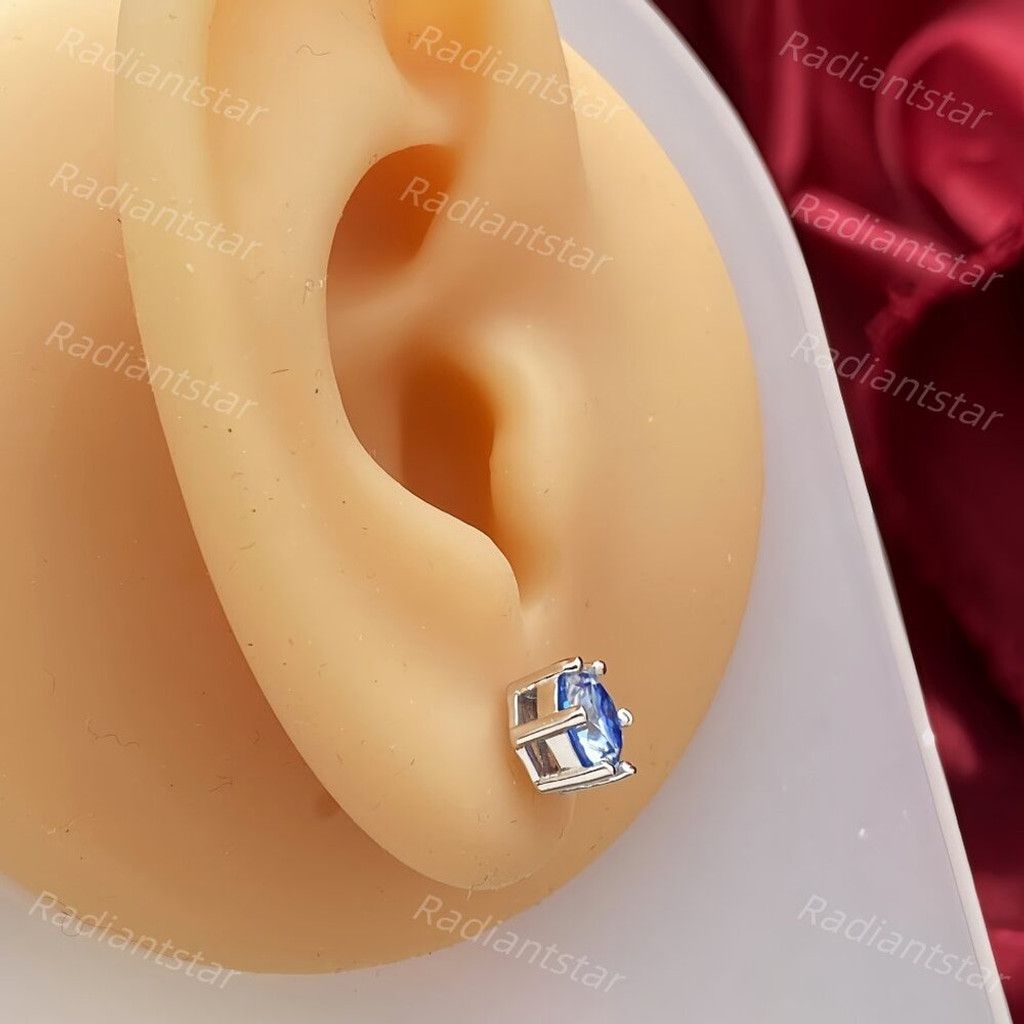 Other NEW 2ct. Royal Blue Moissanite Solitaire Stud Earrings Size ONE SIZE - 6 Thumbnail