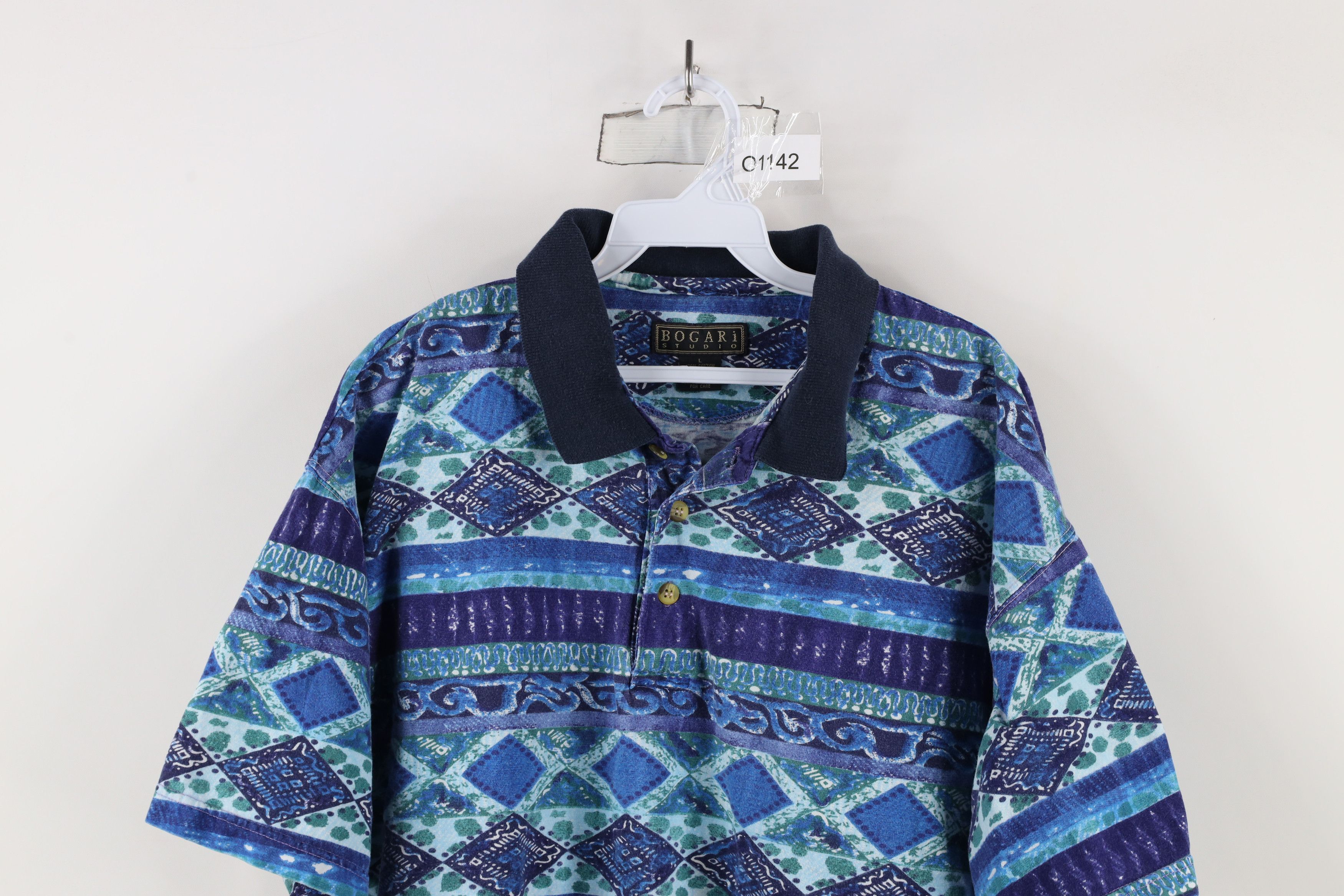 Vintage Vintage 90s Streetwear Geometric Collared Golf Polo Shirt Size US L / EU 52-54 / 3 - 2 Thumbnail