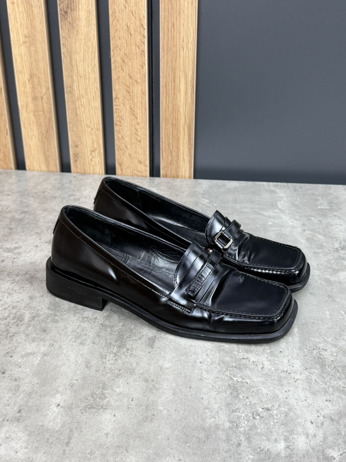 Prada Prada Black Leather Square Toe Loafers Women’s Size 37 Size US 7 / IT 37 - 1 Thumbnail