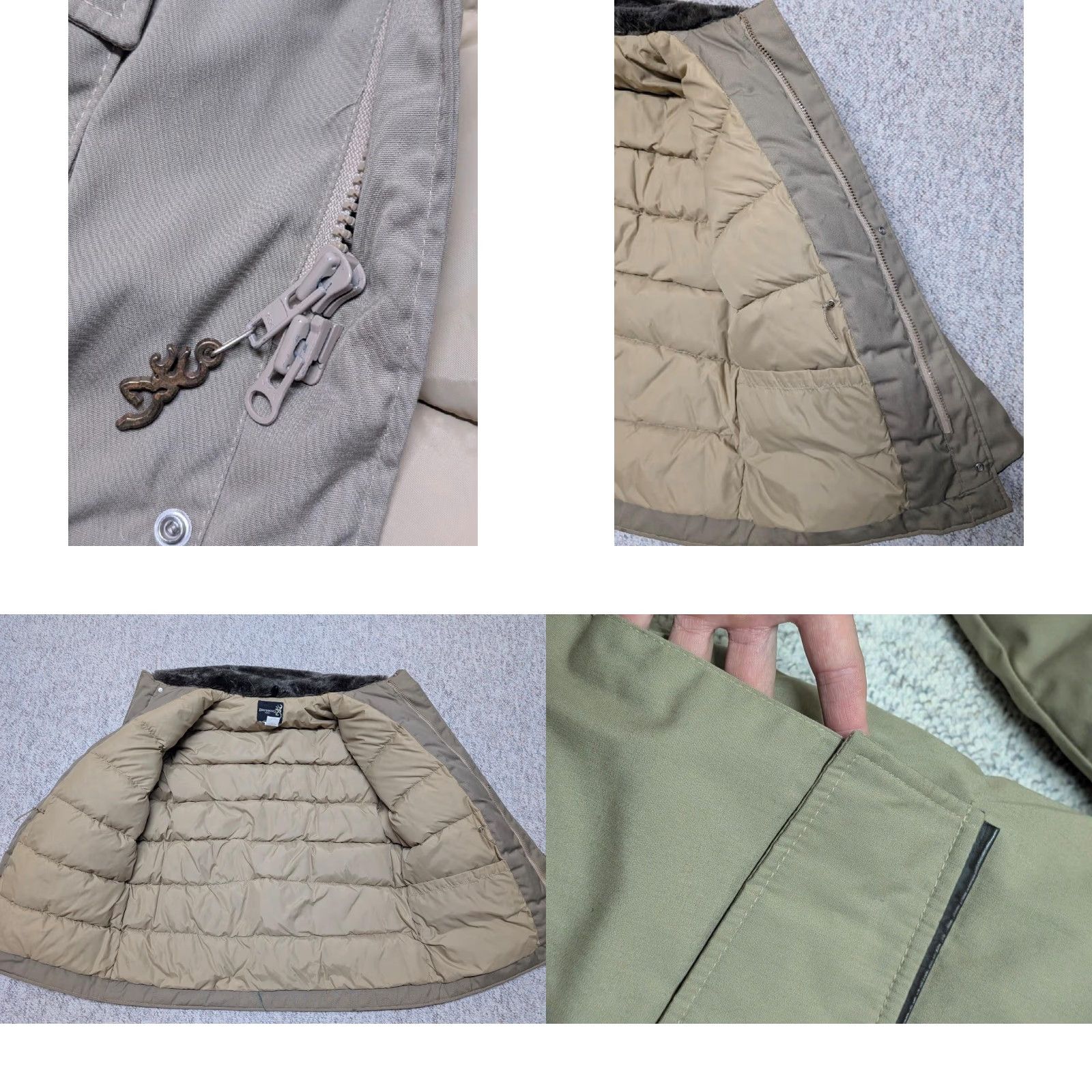 Vintage VINTAGE Browning parka COAT XL Goose Down cotton/poly shell leather trim Men XL Brown Khaki Down Insulation USA Made Size US XL / EU 56 / 4 - 8 Thumbnail