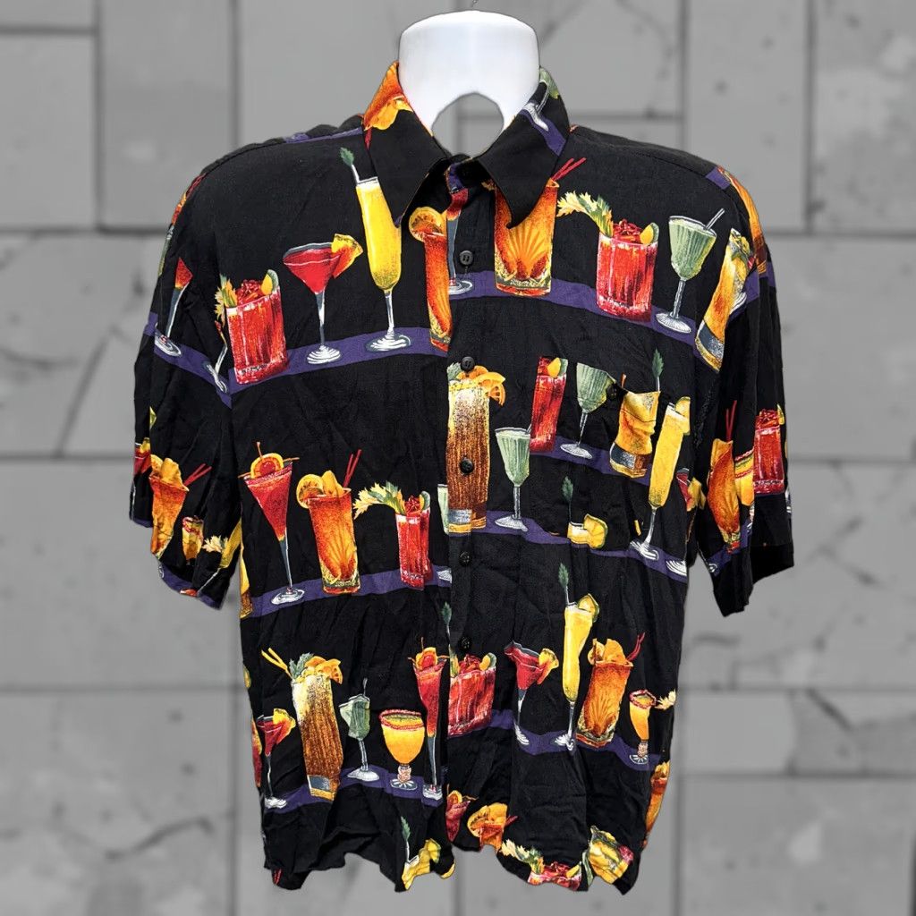 ALOHAS Monticerutti Men's Hawaiian Shirt L Multi Color Cocktail Print Short Sleeve Rayon Button-Up Men's Clothing Size US L / EU 52-54 / 3 - 1 Thumbnail