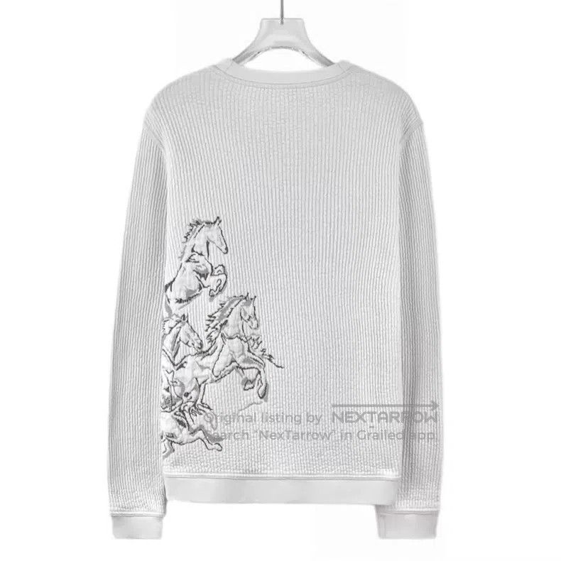 Hermes Hermes White Horse Totem Jacquard Cotton Crew Neck Long Sl Size US M / EU 48-50 / 2 - 2 Thumbnail