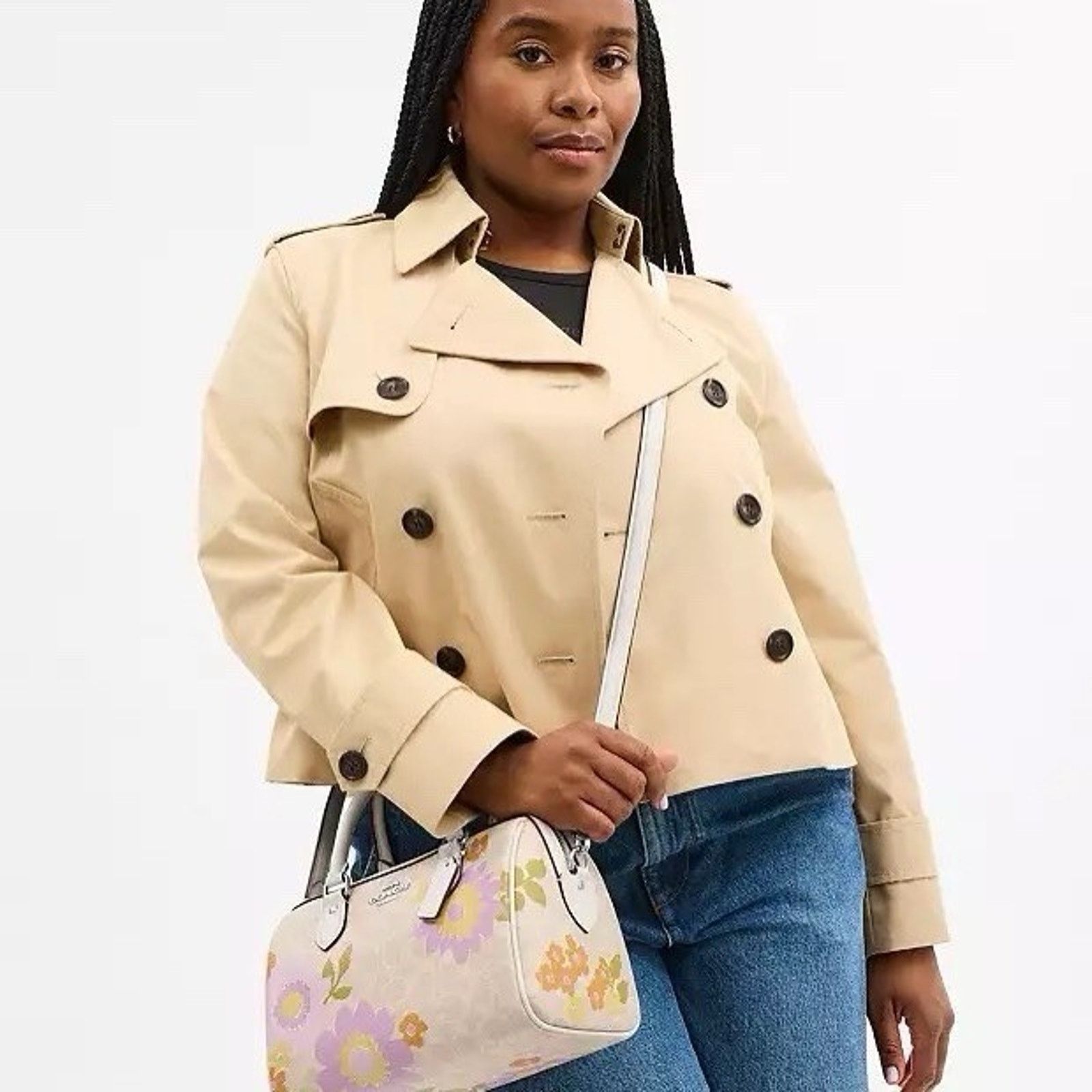 Coach NWT COACH CBG72 Rowan Satchel Bag Floral Silver/Sand Size ONE SIZE - 9 Thumbnail