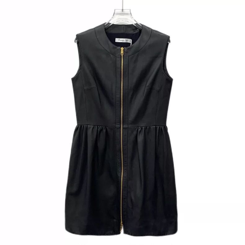 Dior Dior Black sheep leather round neck sleeveless zipper dress Size XS / US 0-2 / IT 36-38 - 1 Thumbnail