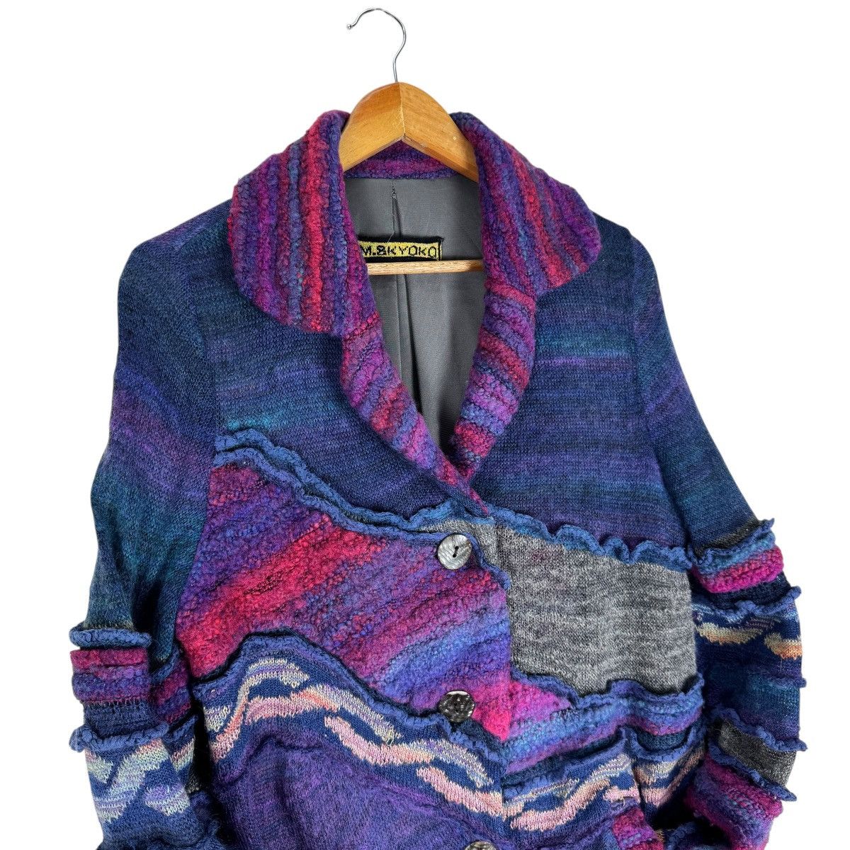 Japanese Brand ☀️M & KYOKO PATCHWORK KNITWEAR WOMEN JACKET LIKE KAPITAL Size M / US 6-8 / IT 42-44 - 6 Thumbnail