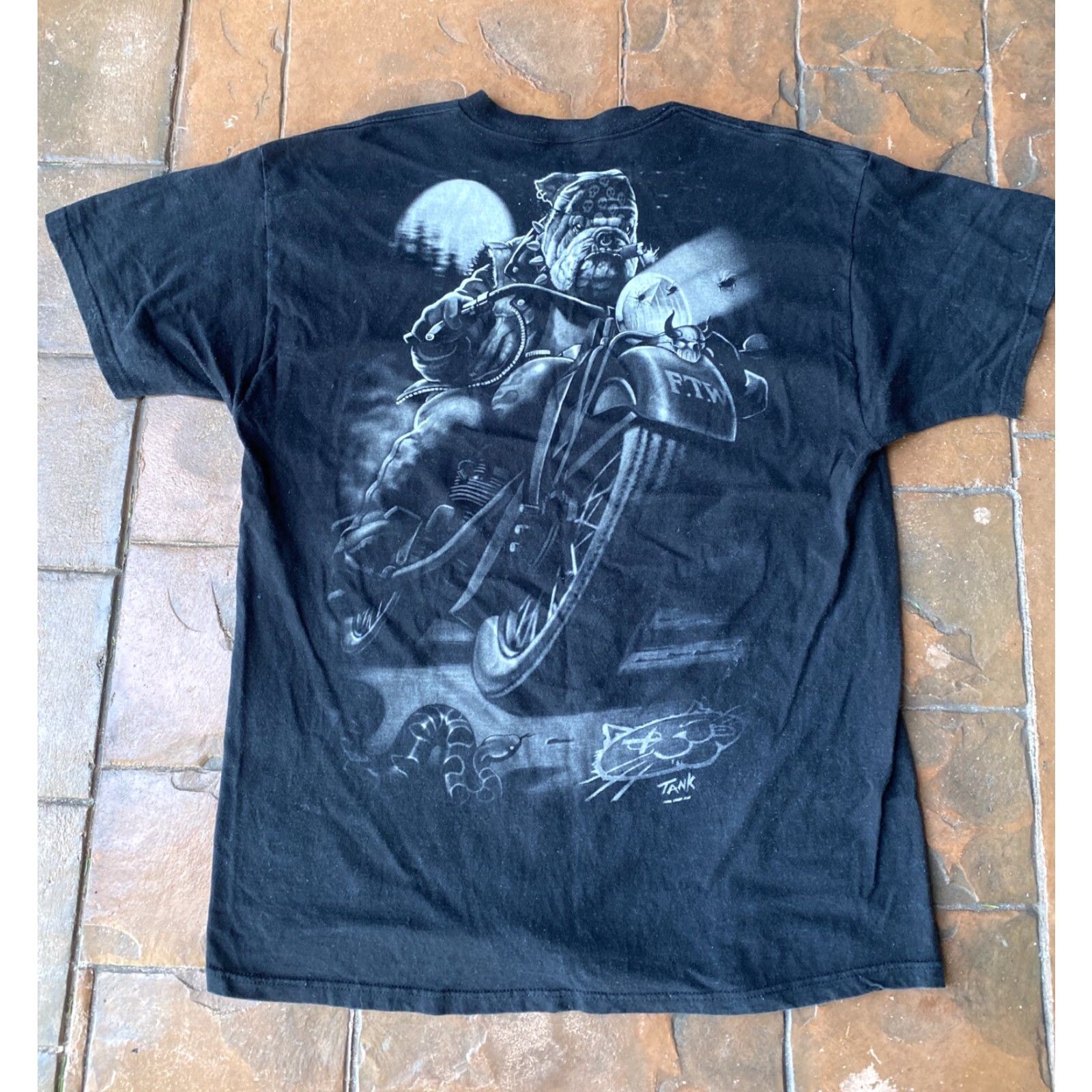 Liquid Blue VINTAGE Liquid Blue Cat's Suck Pit Bull Dog Motorcycle T-Shirt 2XL Men Black 90s Dogs Motorcycle Size US XXL / EU 58 / 5 - 2 Thumbnail