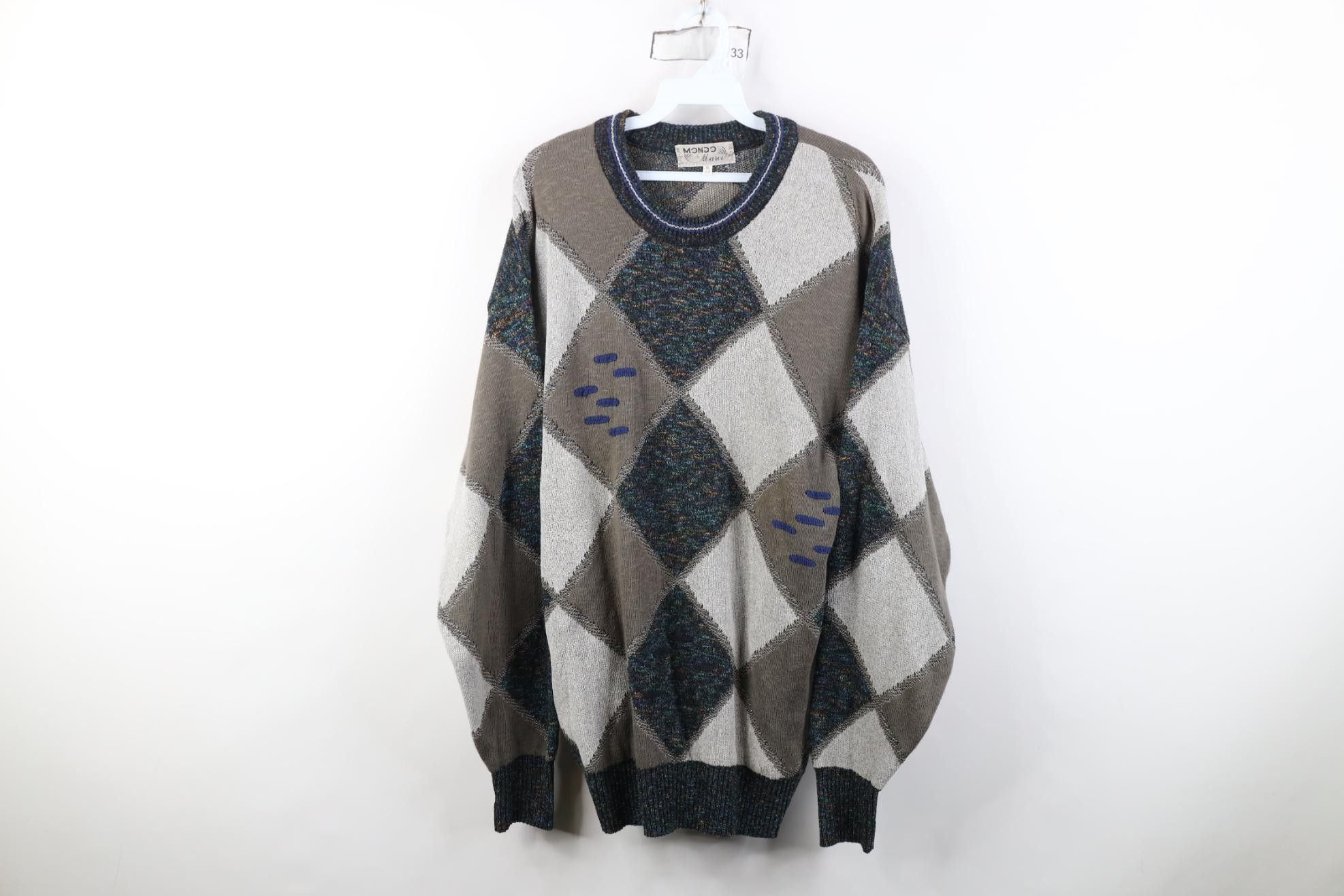 Vintage Vintage 90s Coogi Style Rainbow Fleck Diamond Knit Sweater Size US XL / EU 56 / 4 - 1 Thumbnail