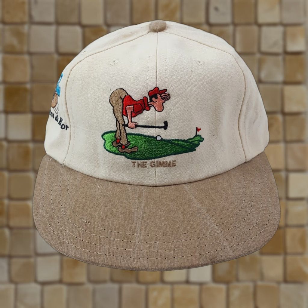 Vintage VINTAGE Brett Ogle Baseball Cap Hat Men One Size Beige Cotton Canvas Adjustable 90s Golf PGA Preppy Funny Parody Cap Size ONE SIZE - 1 Thumbnail