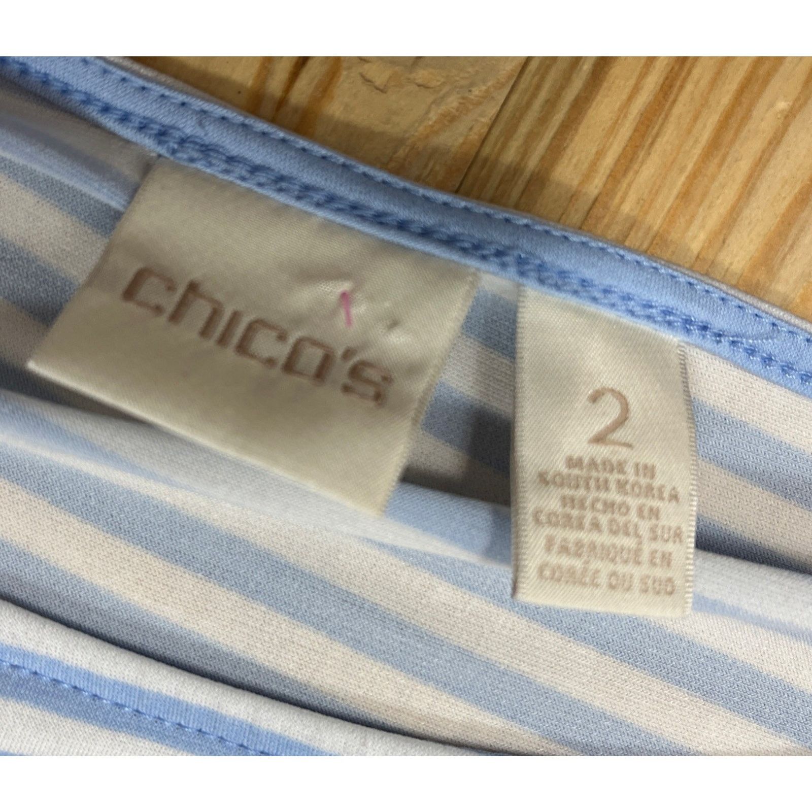 Chicos Chicos Light Blue Stripe 3/4 Sleeve Tunic Top Size 2 Size XS / US 0-2 / IT 36-38 - 5 Thumbnail