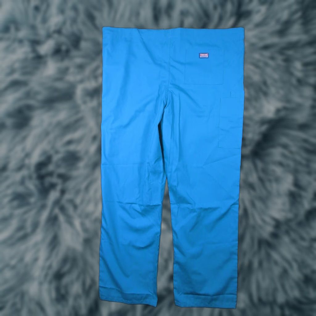Cherokee VINTAGE Cherokee Workwear Scrub Pants Unisex NEW Adult L Teal Blue Solid Cotton Blend Mens Womens Size US 33 - 1 Thumbnail