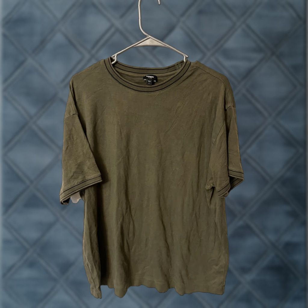 Express VINTAGE Express Shirt Mens L Green Crew Neck Short Sleeve Stretch T-Shirt 90s Concert Casual Size US L / EU 52-54 / 3 - 1 Thumbnail