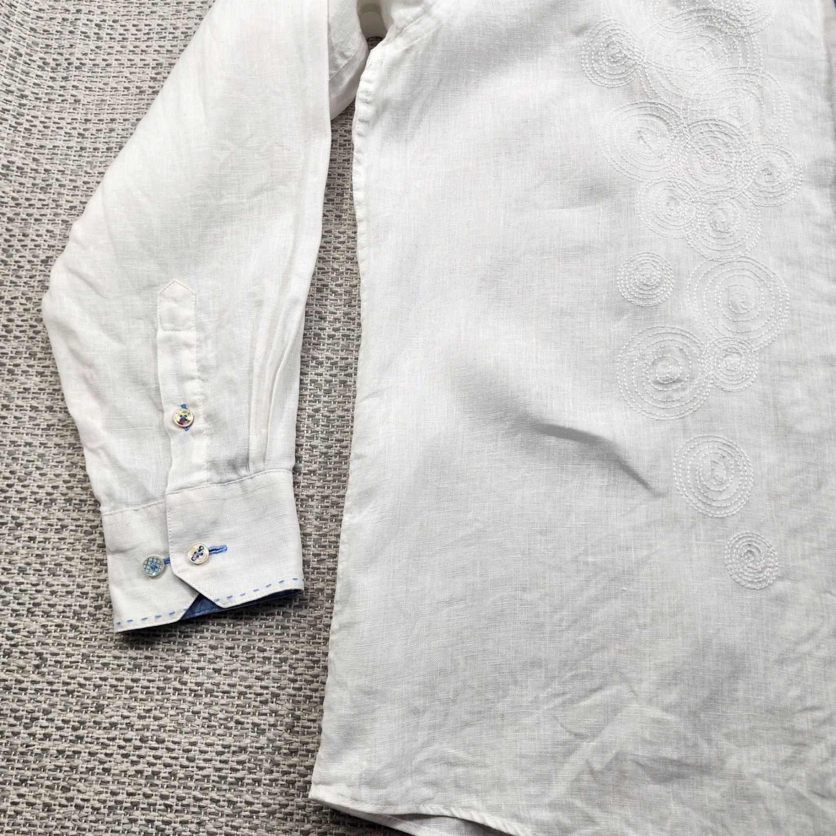 BUGATCHI Bugatchi Uomo Shirt Mens 2XL White Linen Long Sleeve Embroidered Button Up Size US XXL / EU 58 / 5 - 3 Thumbnail