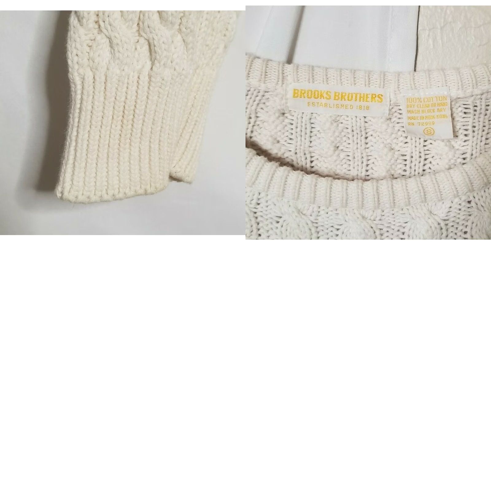 Brooks Brothers VTG Brooks Brothers Womens Sweater Cable-Knit Cotton Ivory Crewneck Pullover S Small Vintage Size S / US 4 / IT 40 - 8 Thumbnail