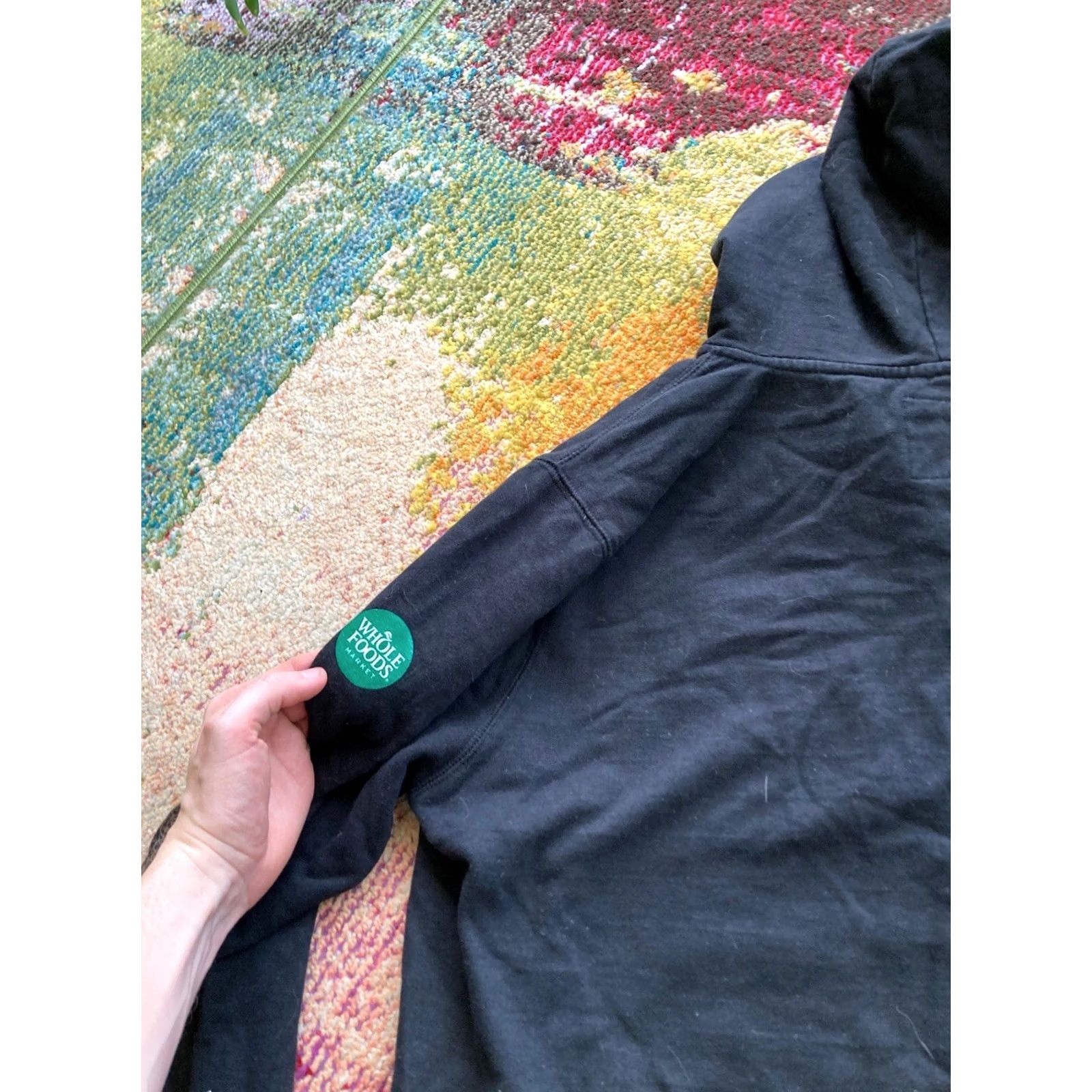 Market Loomstate Whole Foods Market Full Zip Hoodie Mens XL Black Logo Health Food Store Tight Zip Sweatshirt Size US XL / EU 56 / 4 - 2 Thumbnail