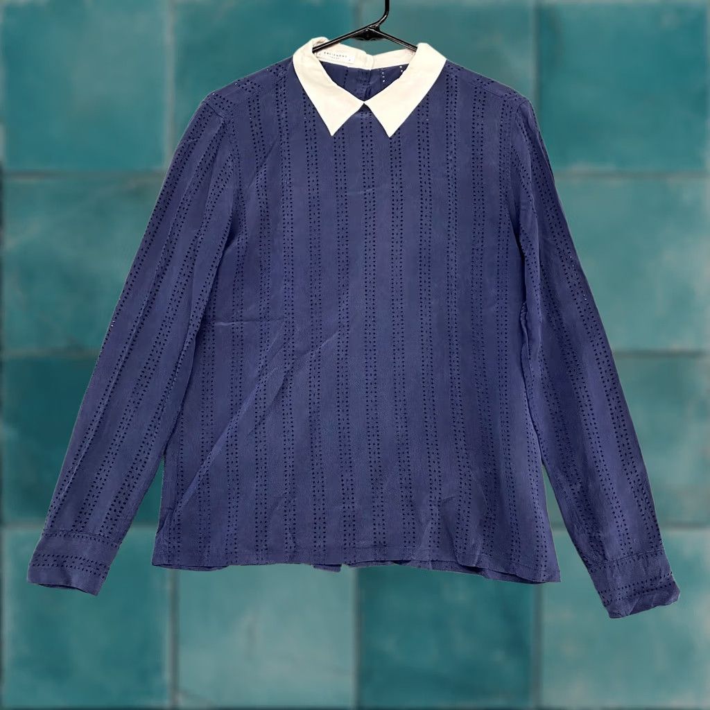 Equipment Equipment Silk Button Back Blouse Womens Small Blue 100% Silk Collar Long Sleeve Buttoned Classic Modern Office Casual Shirt Size S / US 4 / IT 40 - 1 Thumbnail