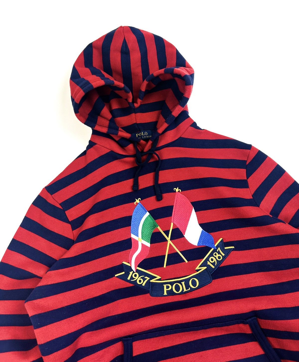 Polo Ralph Lauren rare Polo Ralph Lauren Cross Flags Striped Hoodie Vintage M Size US M / EU 48-50 / 2 - 3 Thumbnail