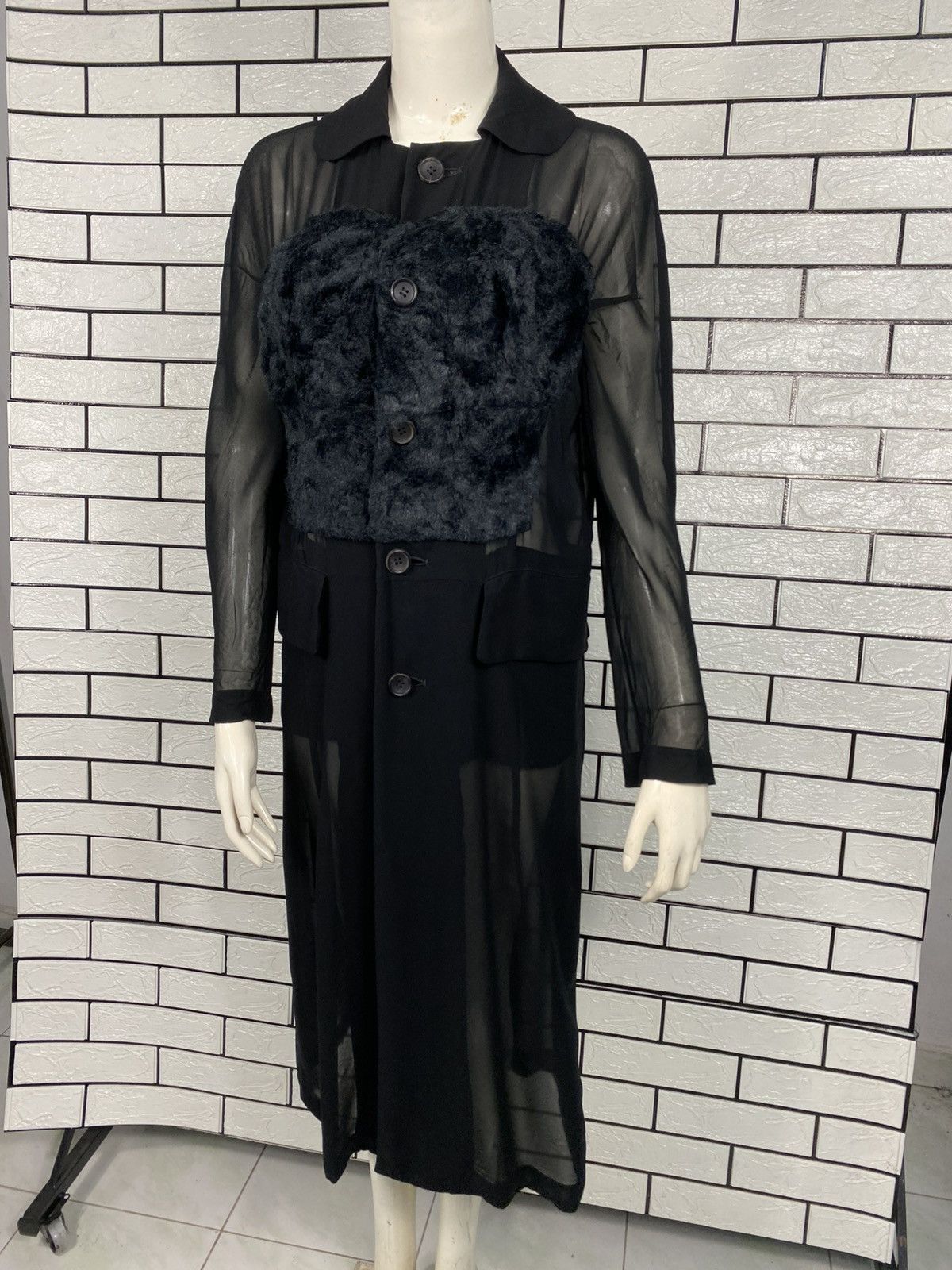 Comme des Garcons 🔥AD2015 COMME DES GARCONS SHEER DRAPED DUSTER DRESS RUNWAY Size XS / US 0-2 / IT 36-38 - 3 Thumbnail