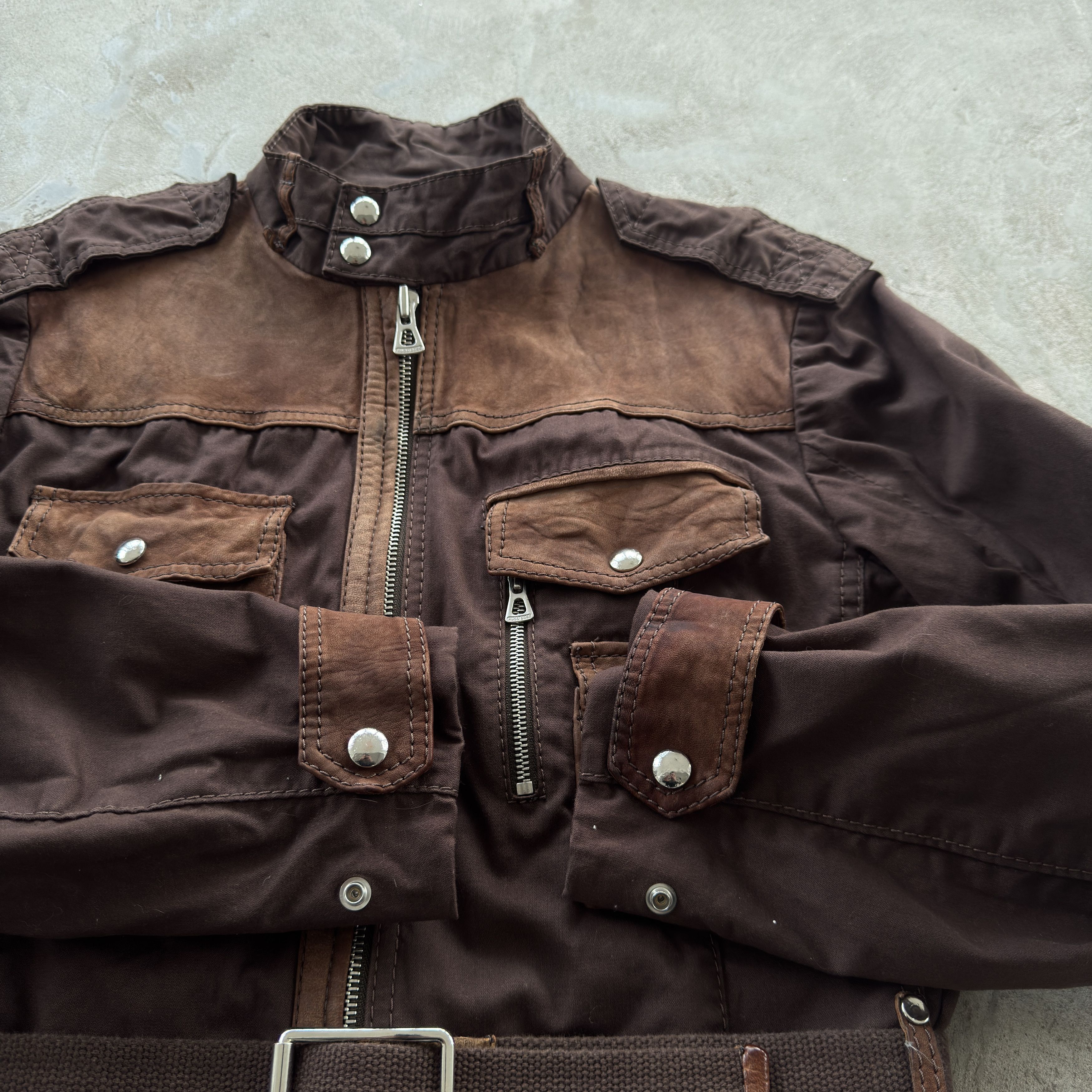 Hugo Boss HUGO BOSS Brown Mixed Suede Field Jacket Belted Pocket Size US M / EU 48-50 / 2 - 6 Thumbnail