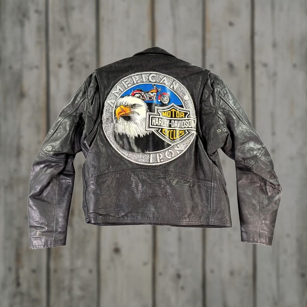 Harley Davidson Harley Davidson Biker Gear Leather Motorcycle Jacket Mens 46 Black Belted 1980s Size US S / EU 44-46 / 1 - 1 Thumbnail