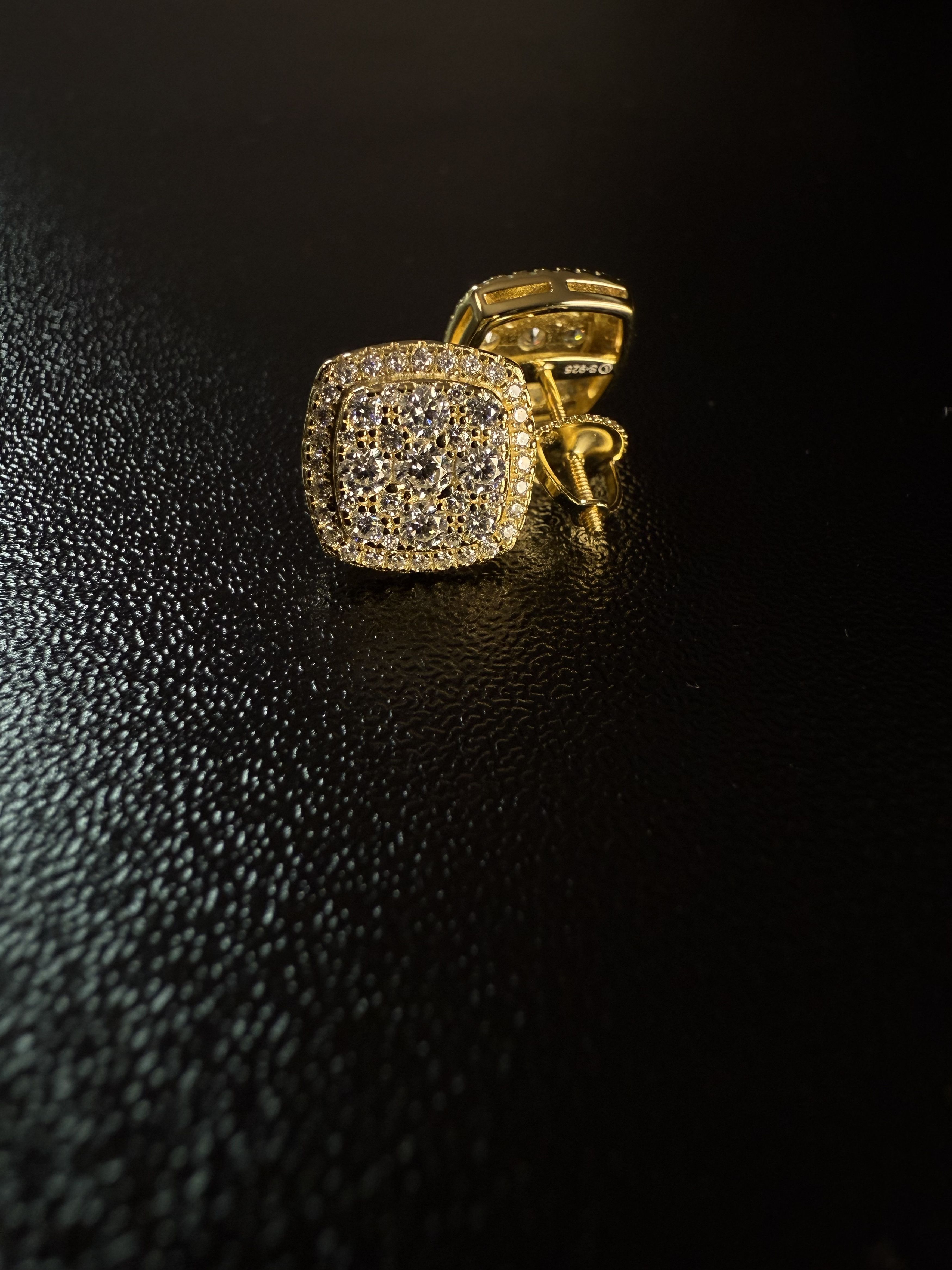 Other Square ice cross men’s Moissanite gold plated earrings Size ONE SIZE - 6 Thumbnail