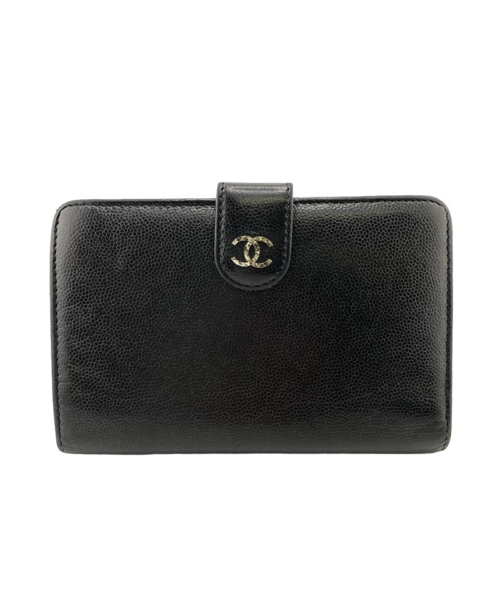 image of Chanel Black Leather Bi-Fold Wallet, Women's