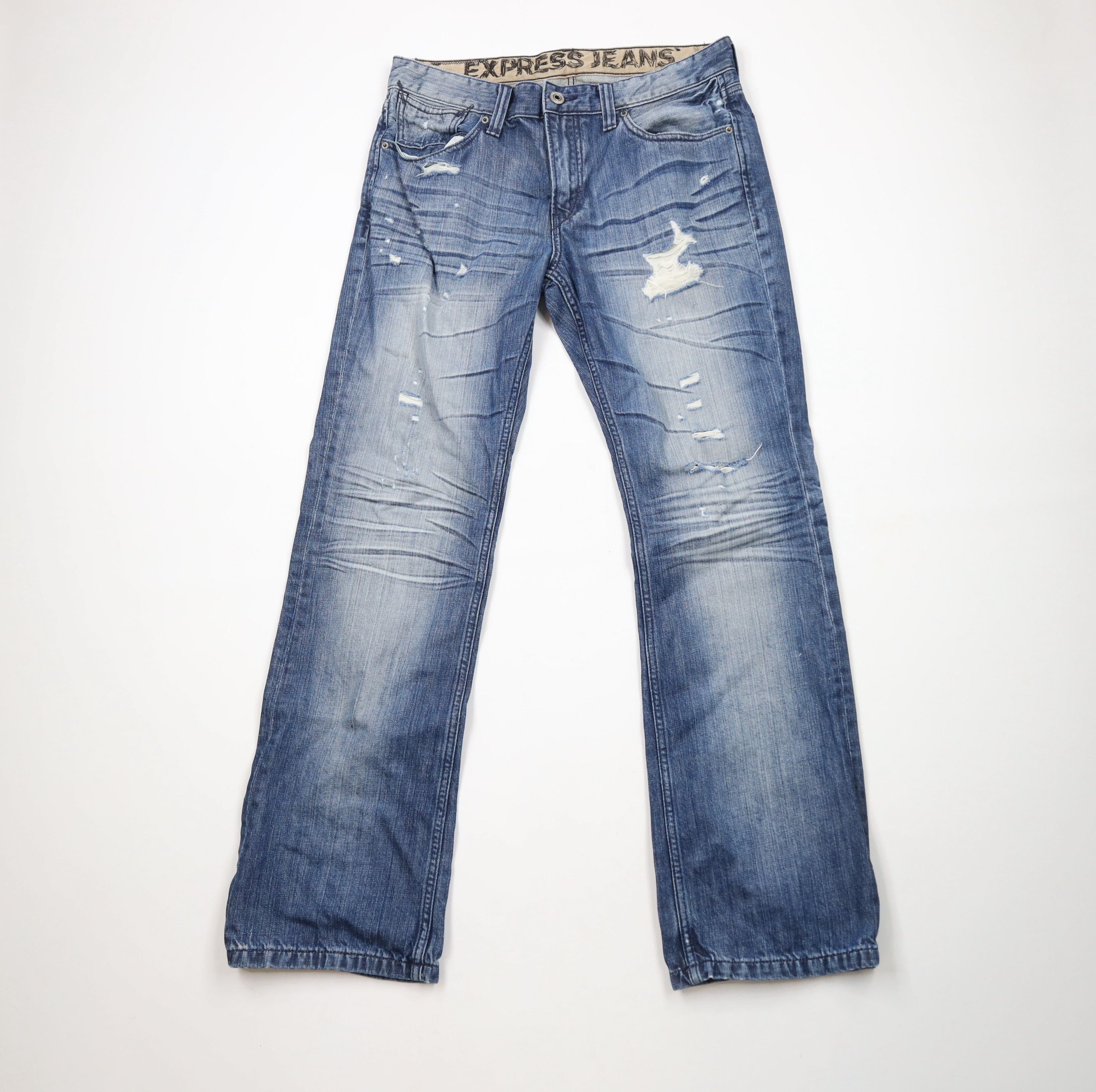 Express × Vintage Express Rocco Slim Fit Low Rise Boot Cut Denim Jeans Blue Size US 33 - 1 Thumbnail