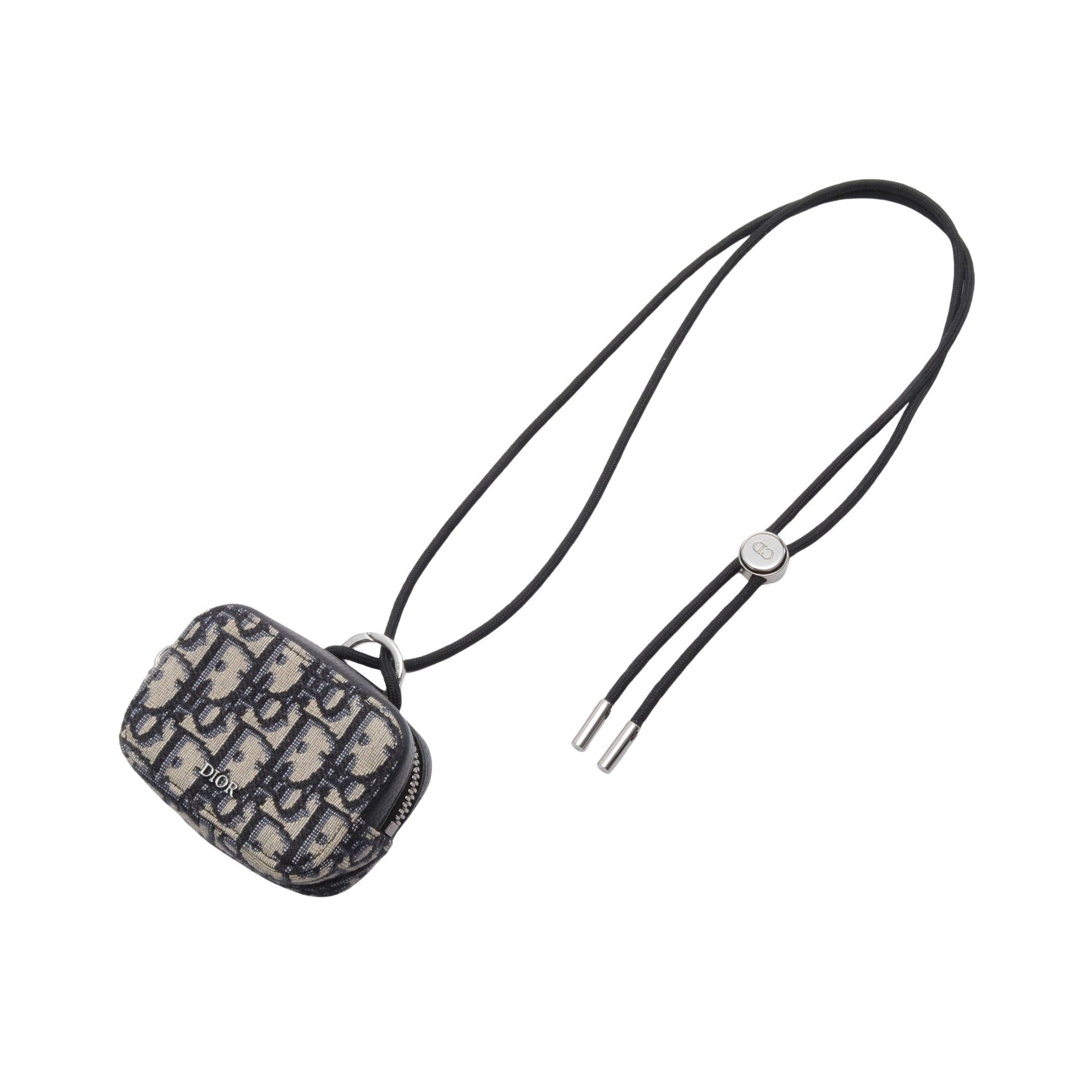 Dior Oblique Nano Pouch Canvas Leather Navy Gray