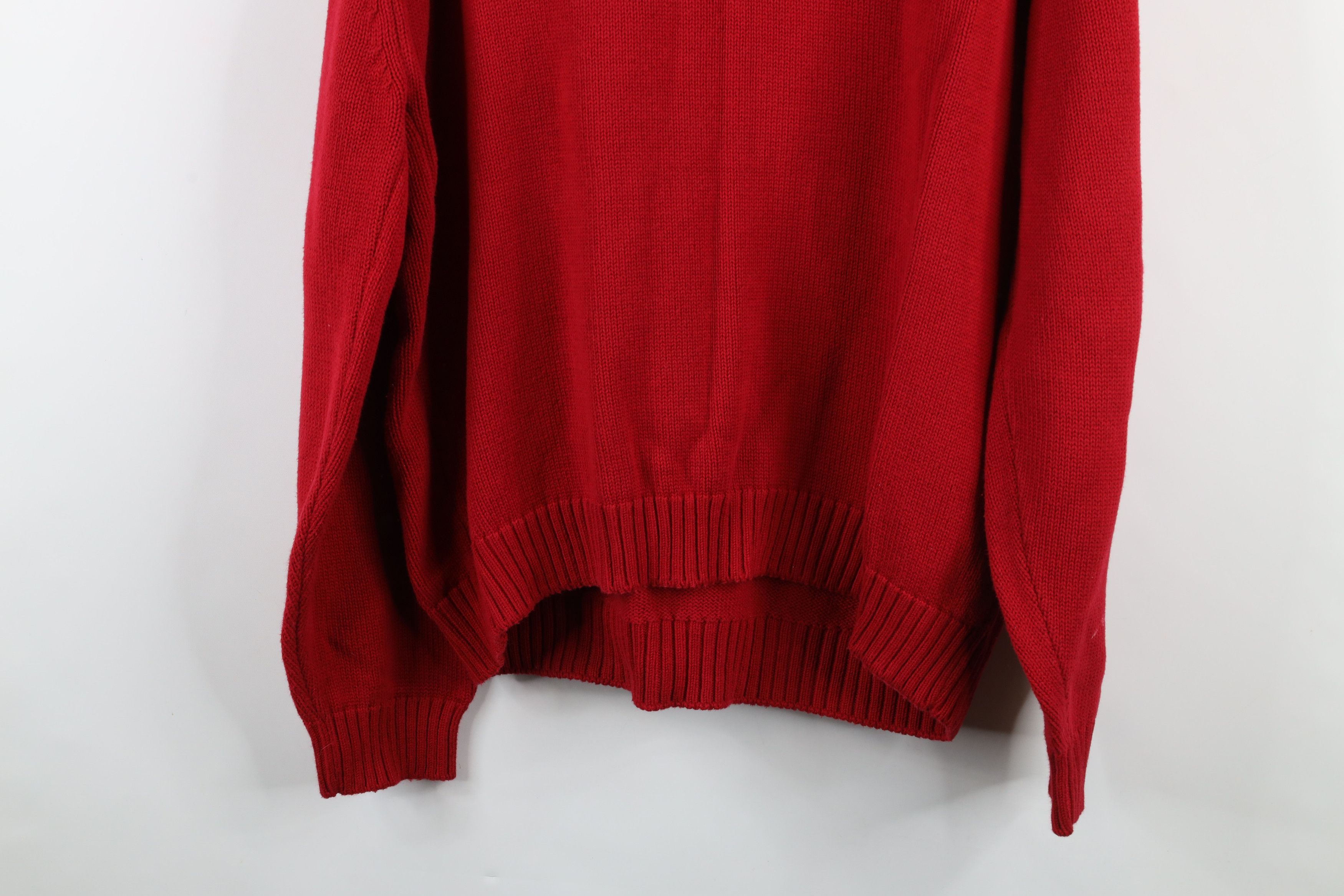 Lands' End × Vintage Vintage 90s Lands End Cotton Knit Crewneck Sweater Red USA Size US L / EU 52-54 / 3 - 10 Thumbnail